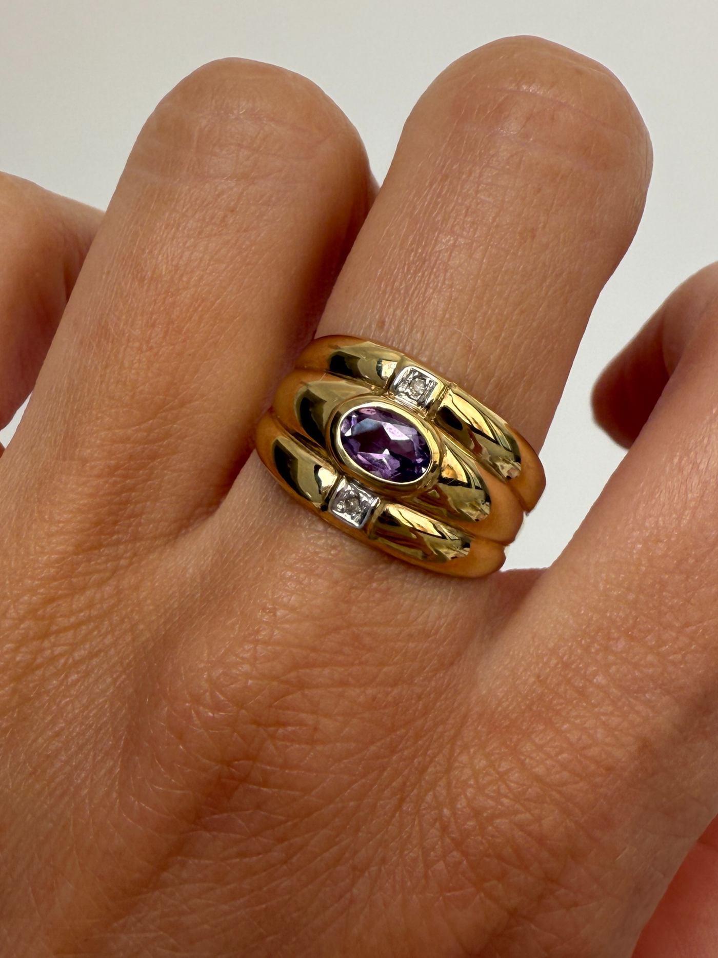 Amethyst Bezel Vintage Gold Ring