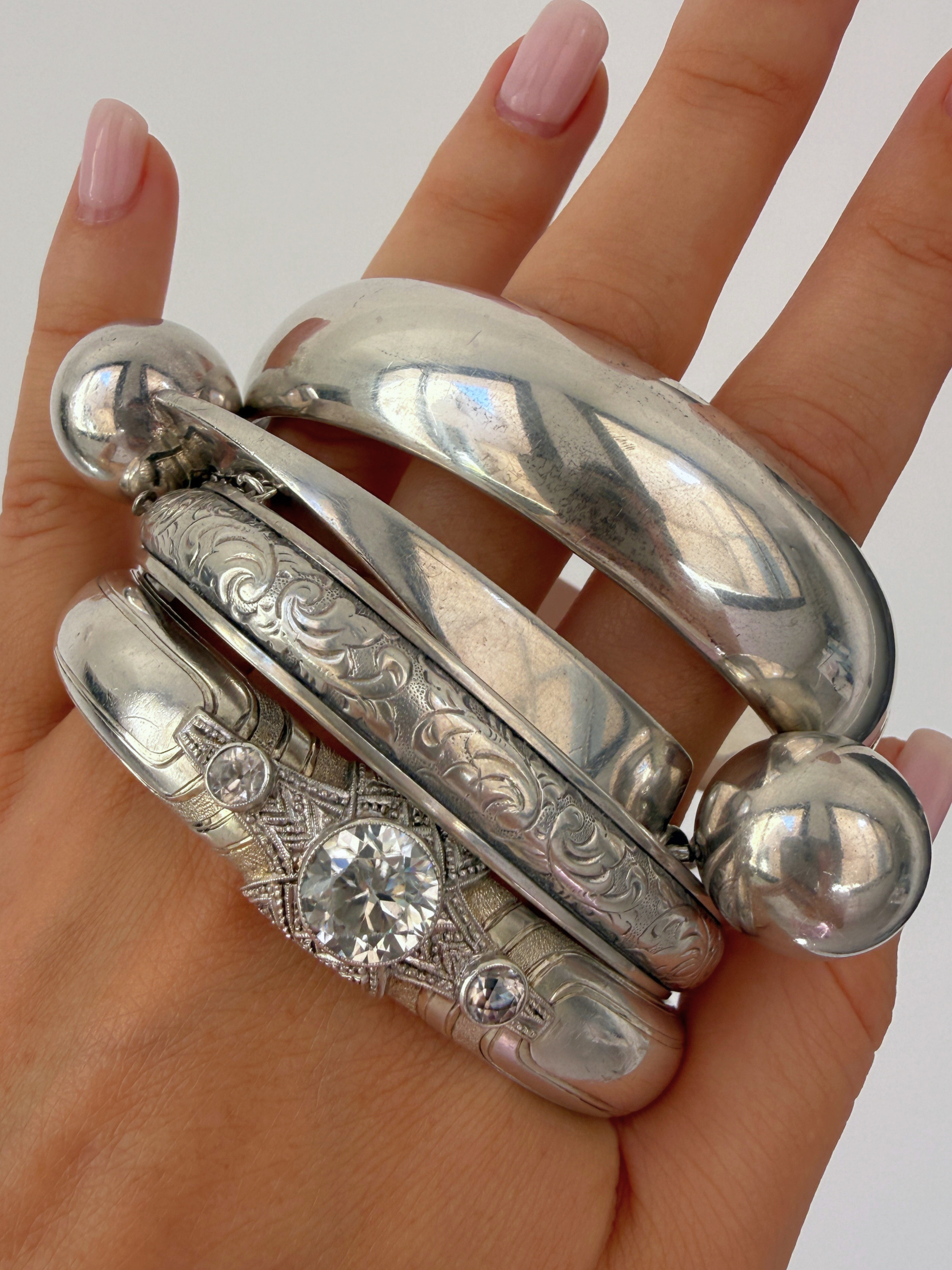 Chunky Bangles Vintage Silver