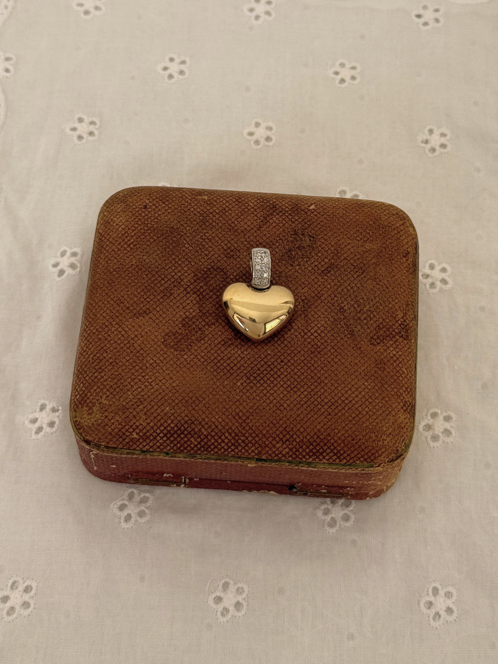Chunky Heart Charm Vintage Gold
