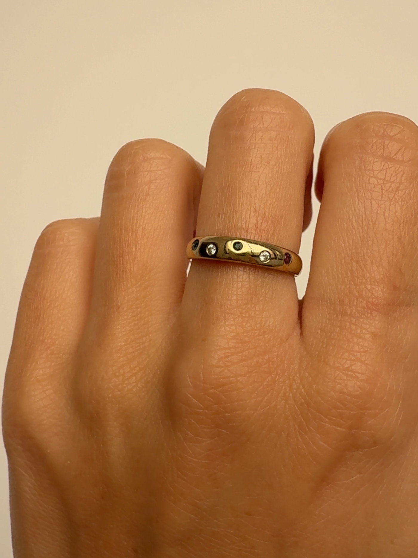 3 Gems Ring Vintage Gold