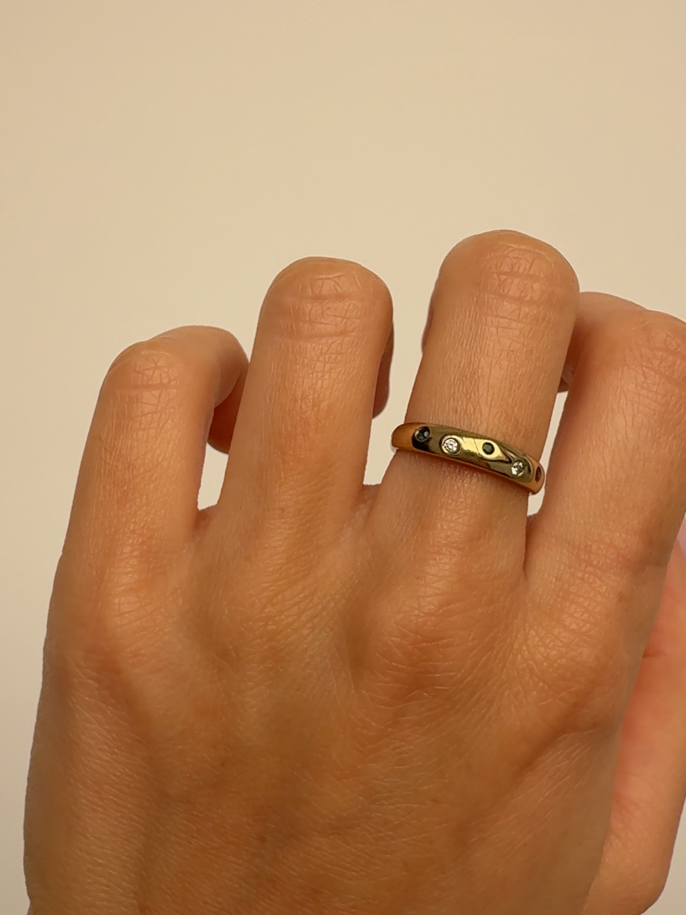 3 Gems Ring Vintage Gold