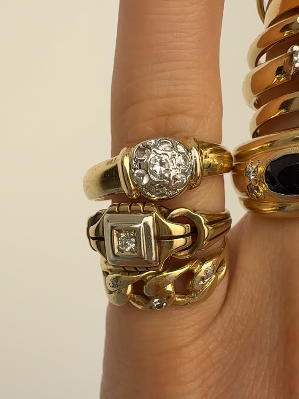 Cluster Diamond Ring 14k Vintage Gold