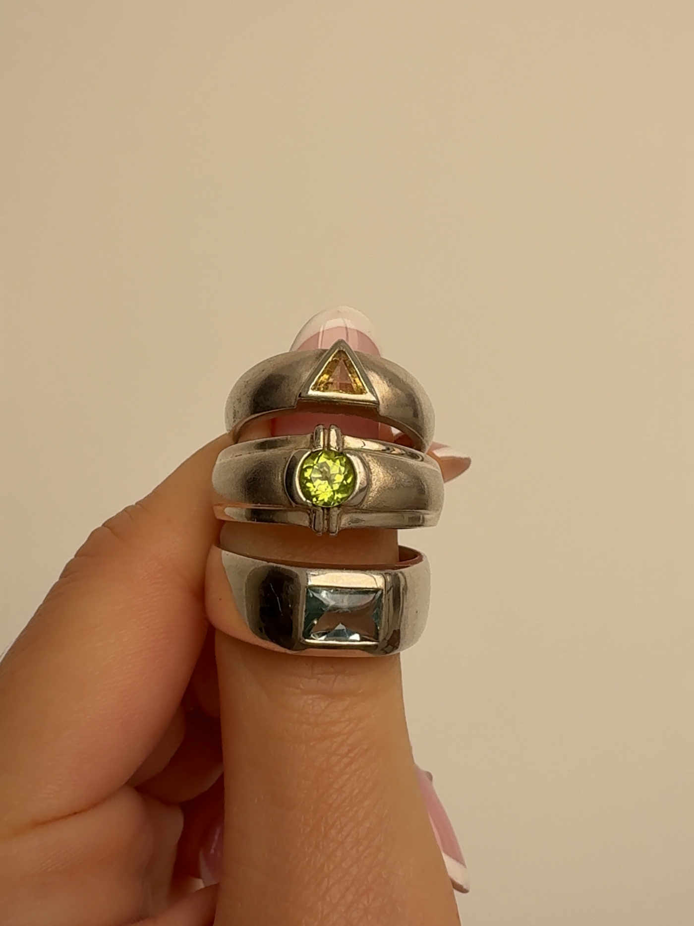 Citrine Triangle Ring Vintage Silver