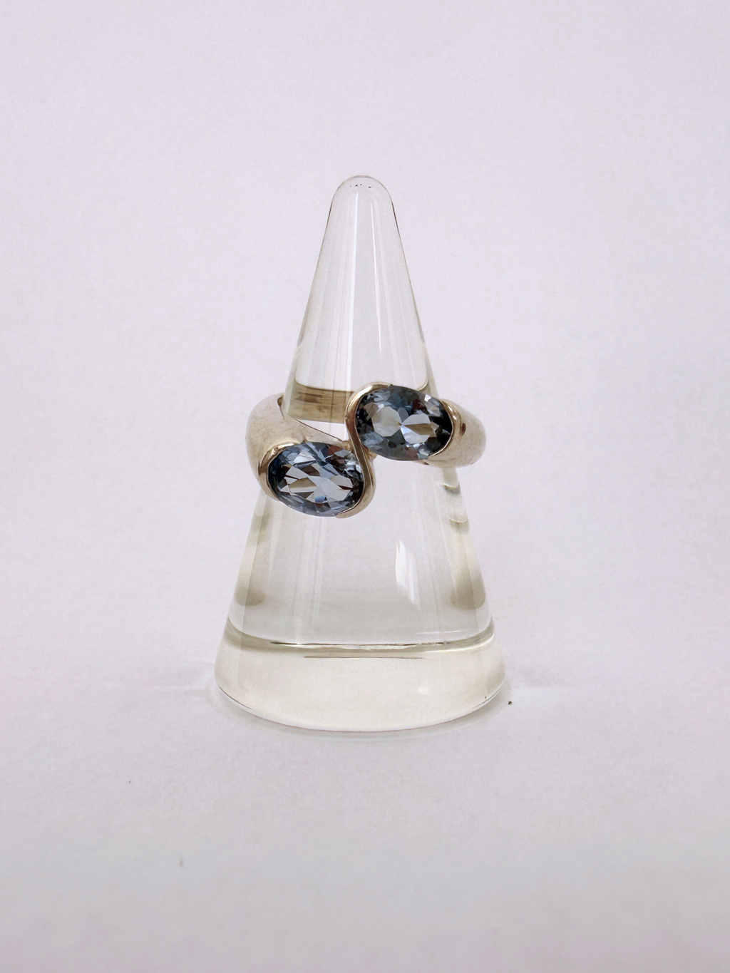 Blue Two Stone Ring Vintage Silver