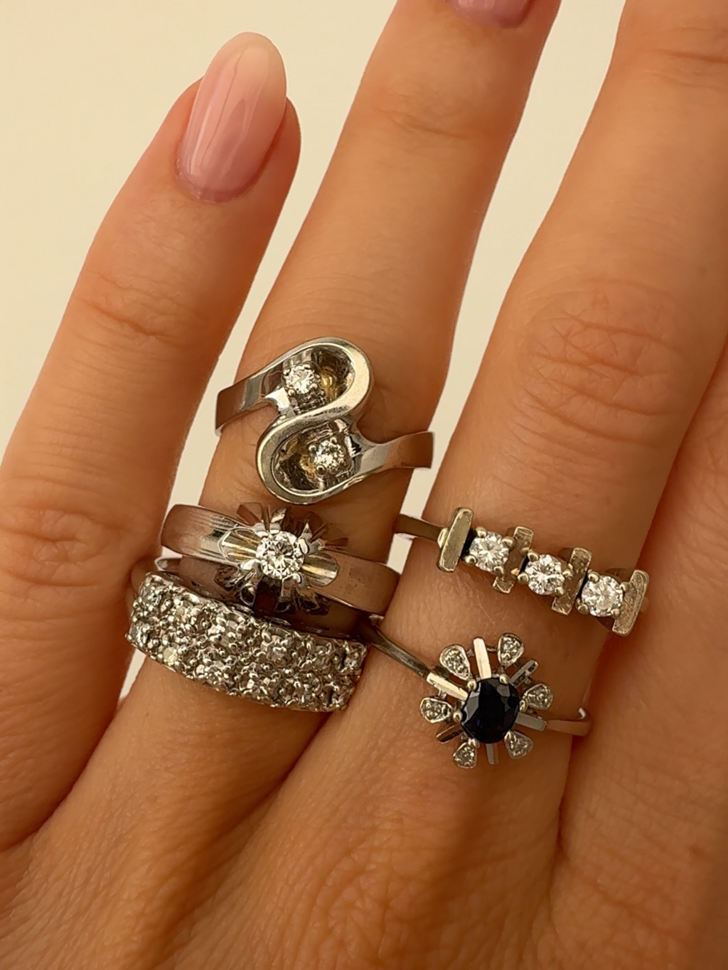 Diamond Solitaire Ring Vintage White Gold