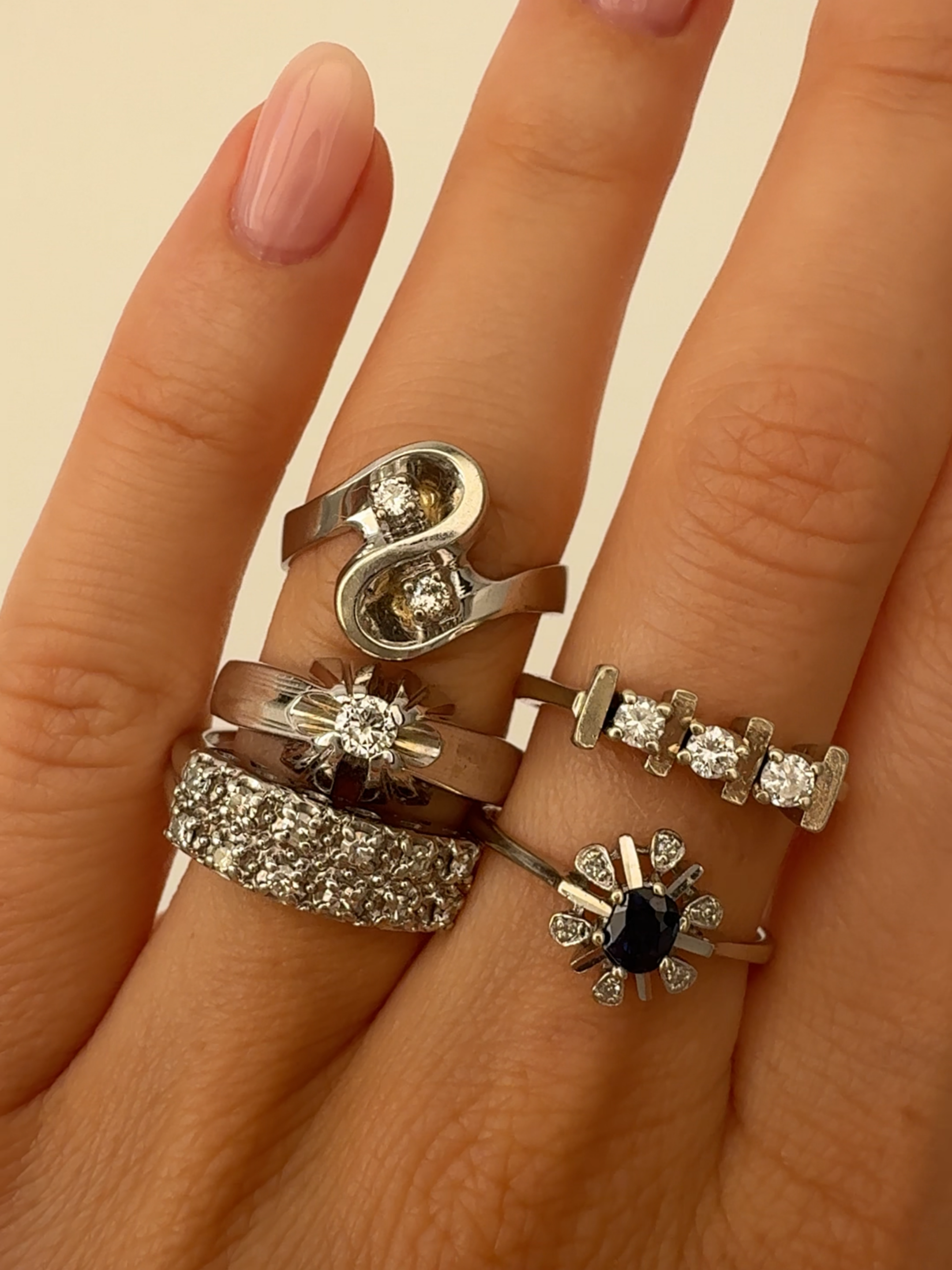 Diamond Solitaire Ring Vintage White Gold