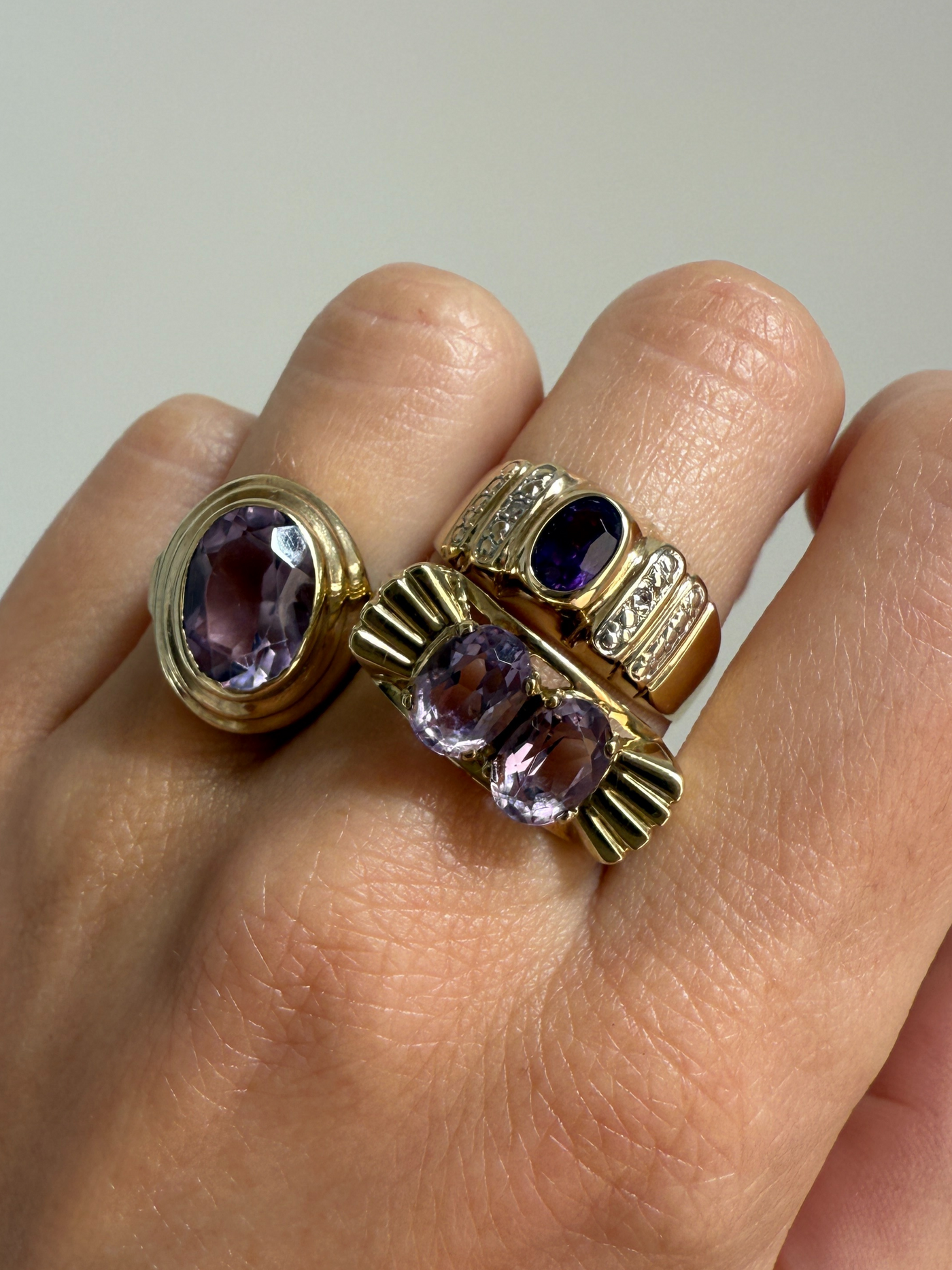 Amethyst Diamond Ring Vintage Gold