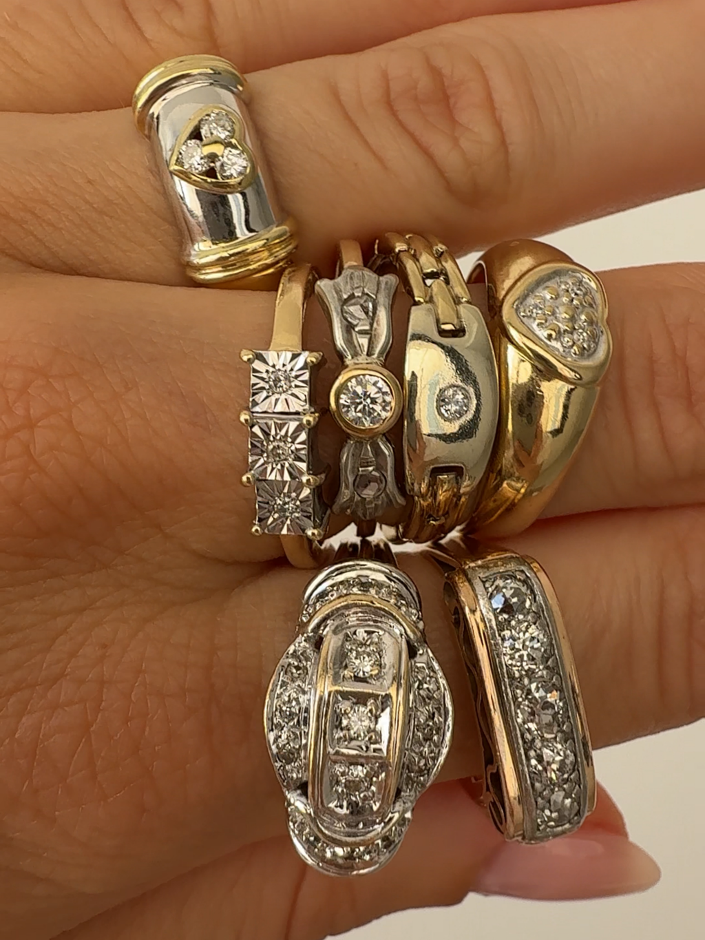 5 Stone Panel Ring Vintage Gold