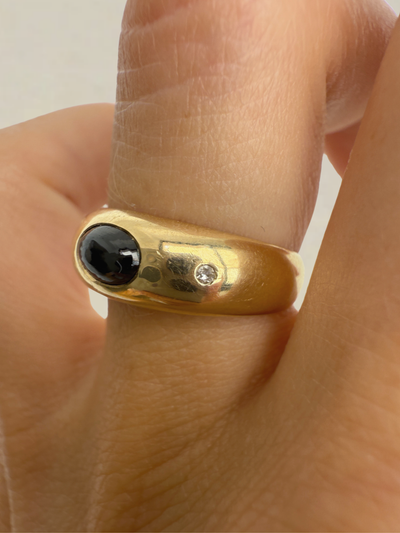 14k Chunky Sapphire Ring Vintage Gold