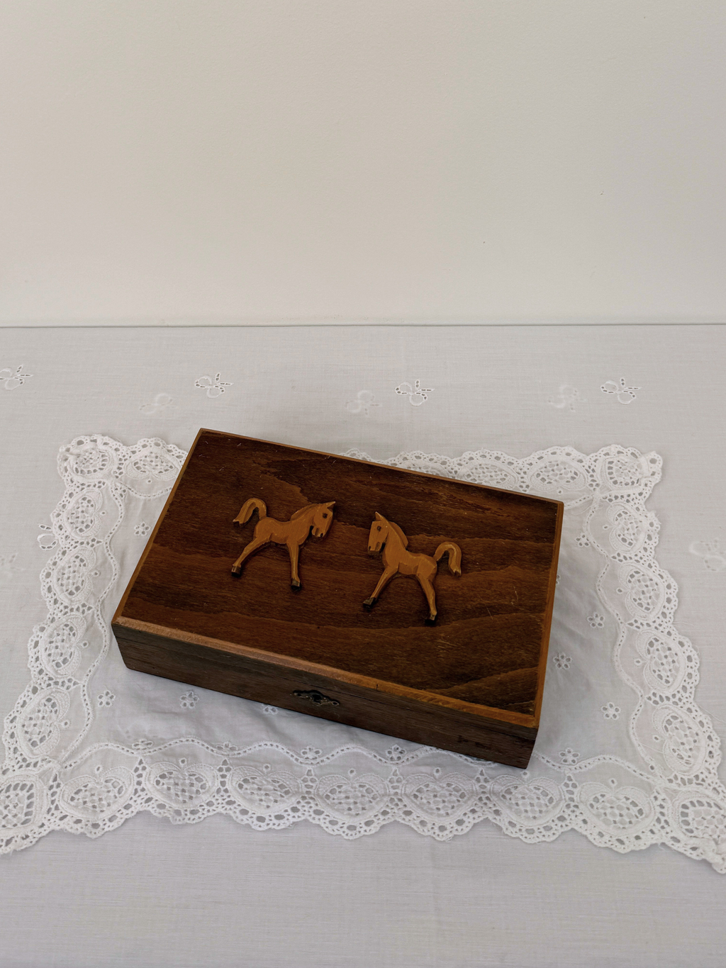 Wooden Pony Pair Jewelry Box