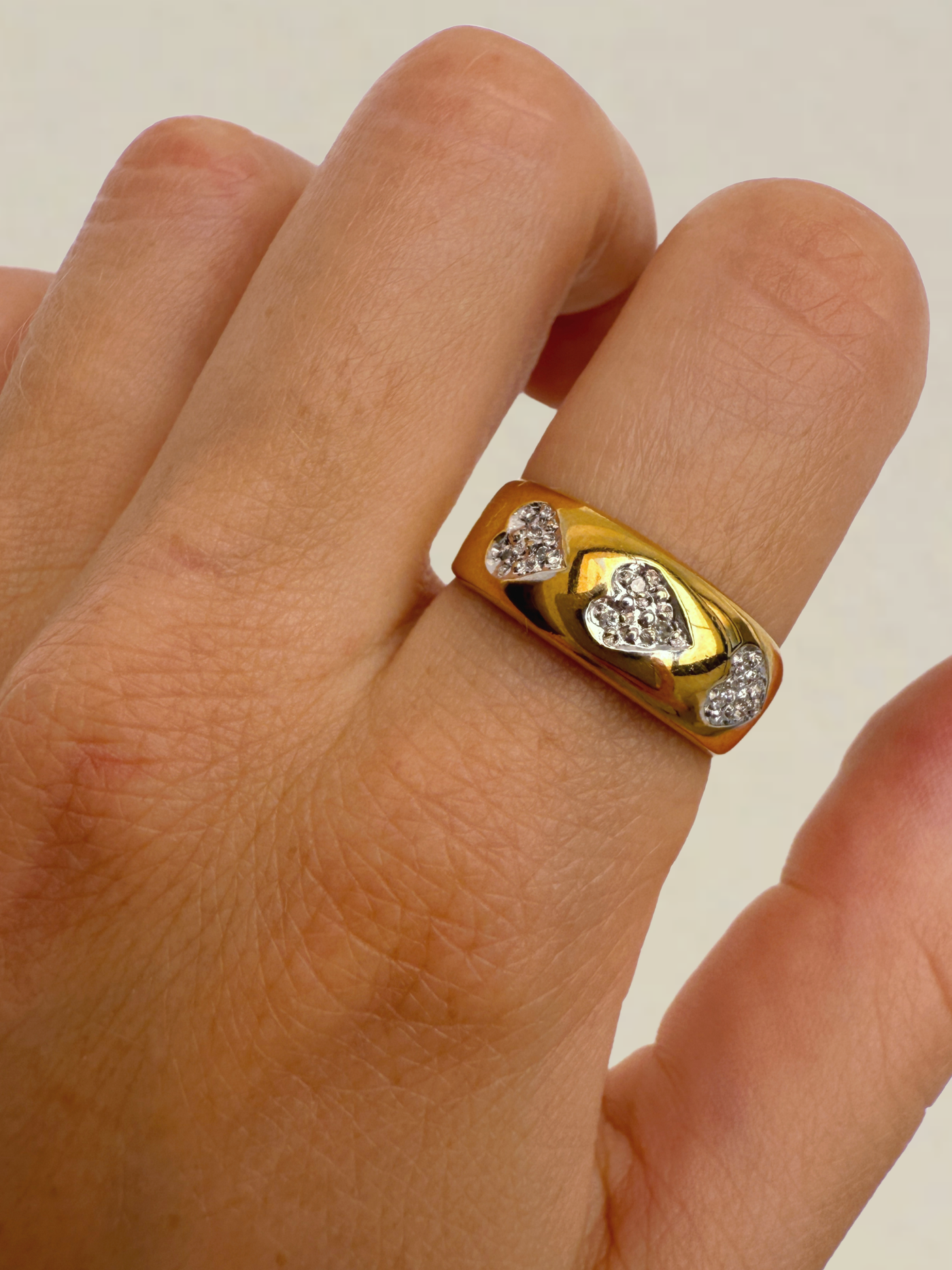 Heart Trio Ring Vintage Gold