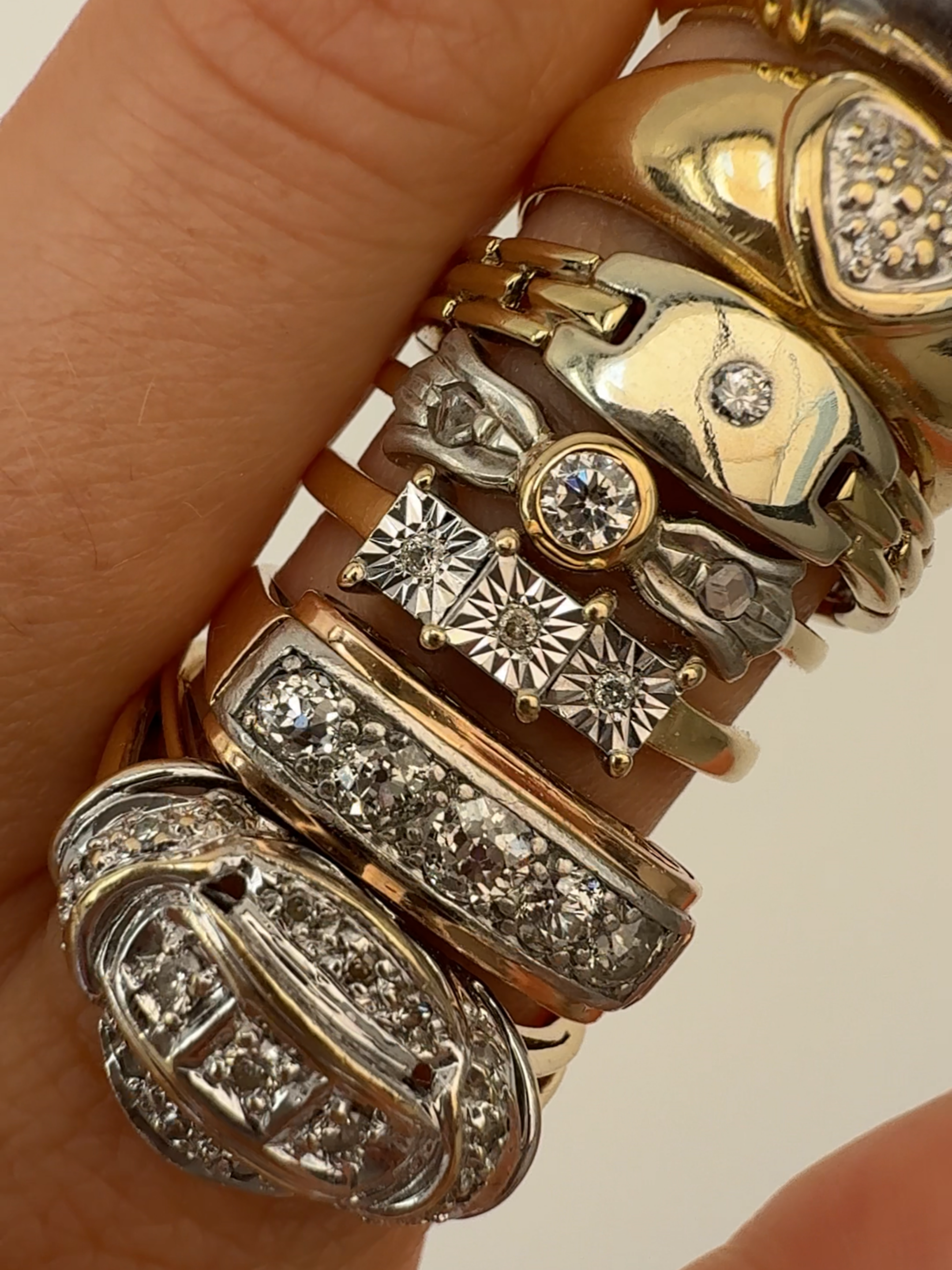 5 Stone Panel Ring Vintage Gold