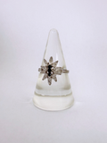 Sapphire Flower Ring Vintage Silver