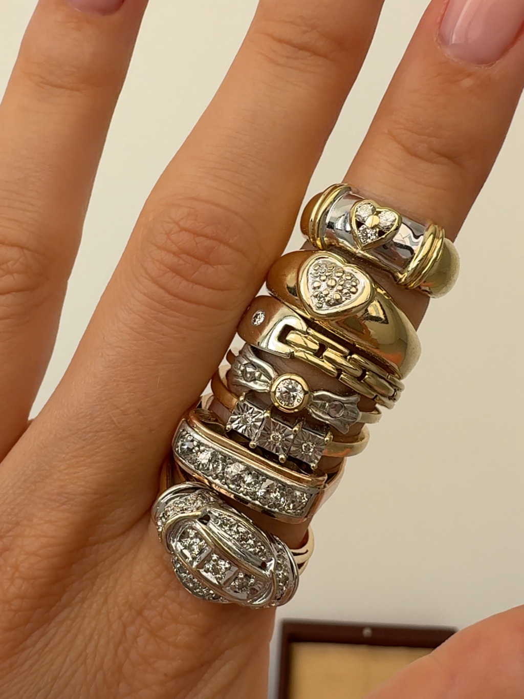 5 Stone Panel Ring Vintage Gold