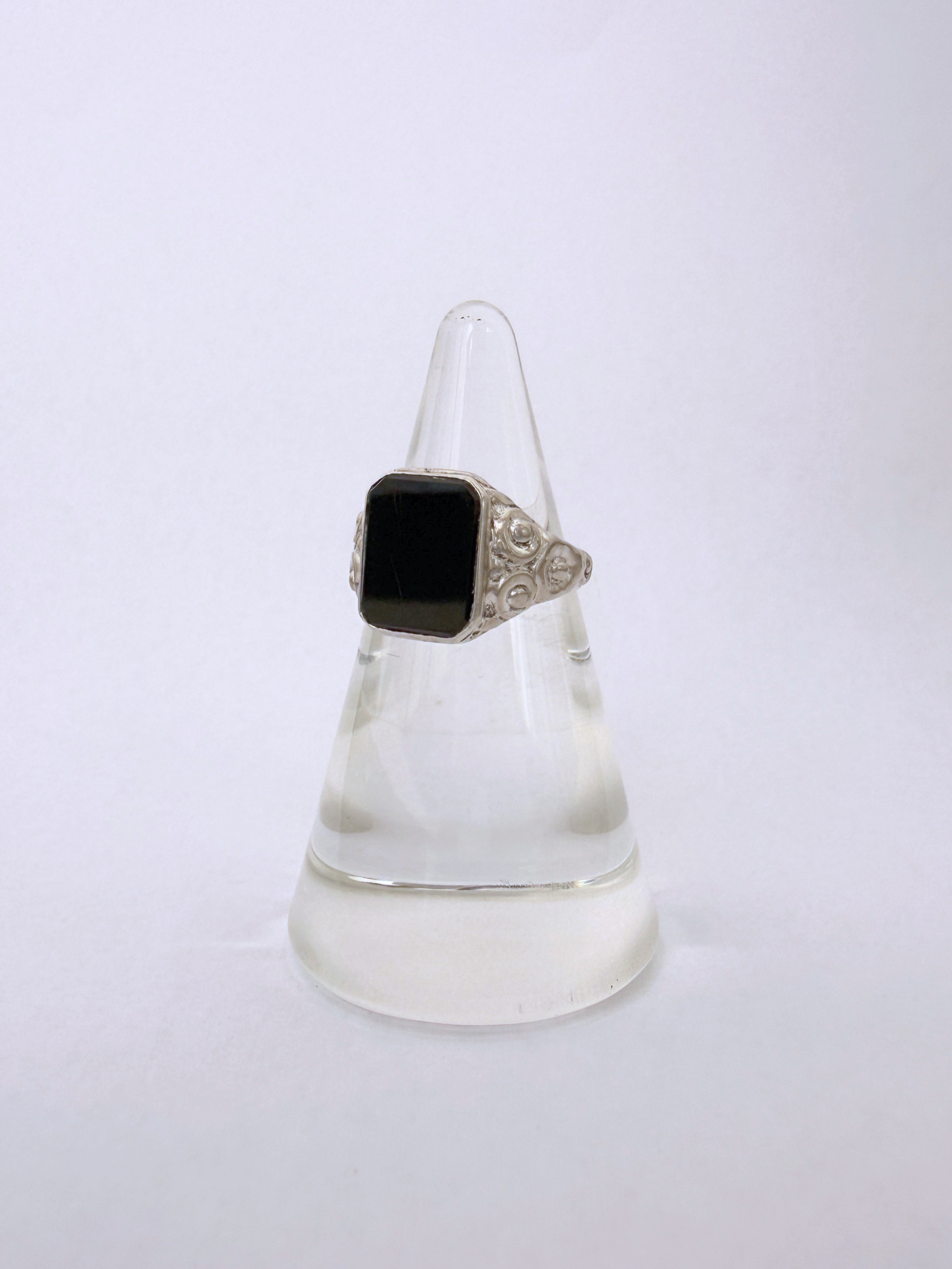 Onyx Signet Ring Vintage Silver