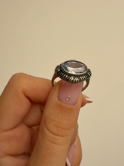 Oval Statement Ring Vintage Silver