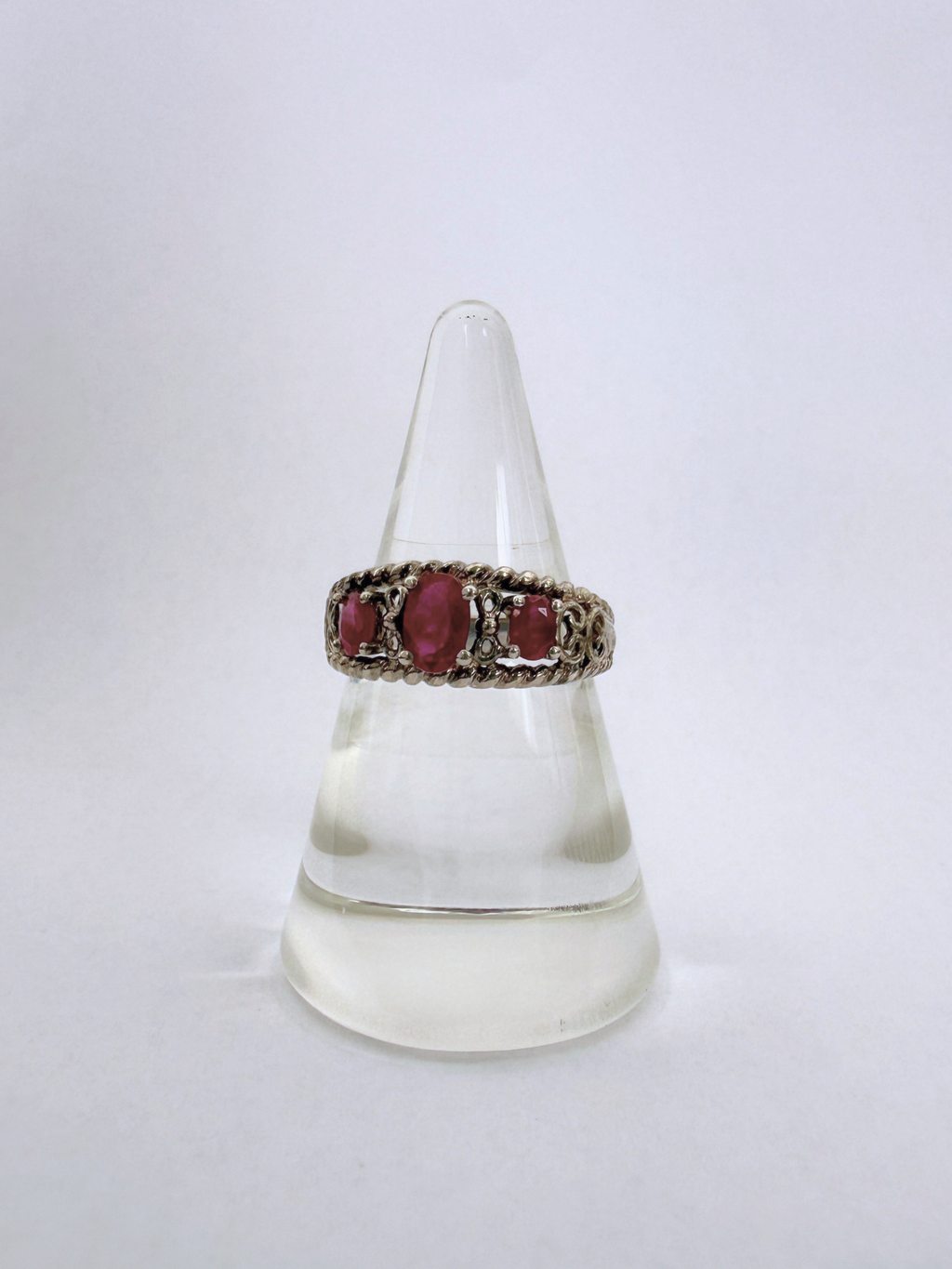 Ruby Trio Ring Vintage Silver