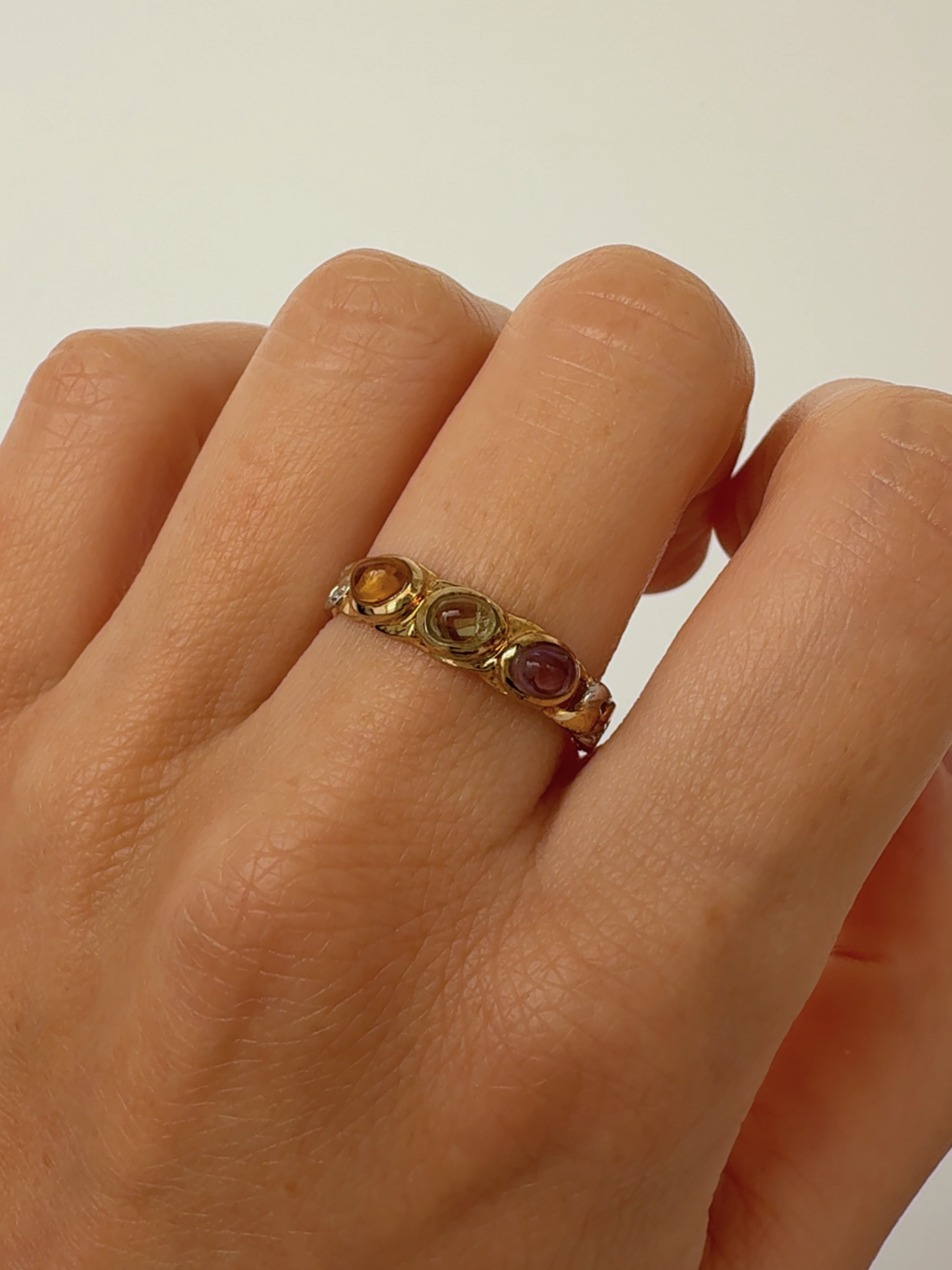 Gemstone Cabochon Ring Vintage Gold