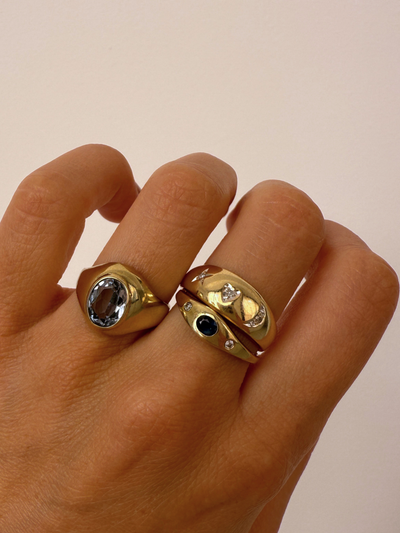 Summer Sky Oval Ring Vintage Gold