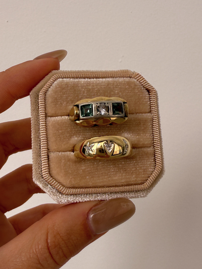 Art Deco Green Ring Vintage Gold