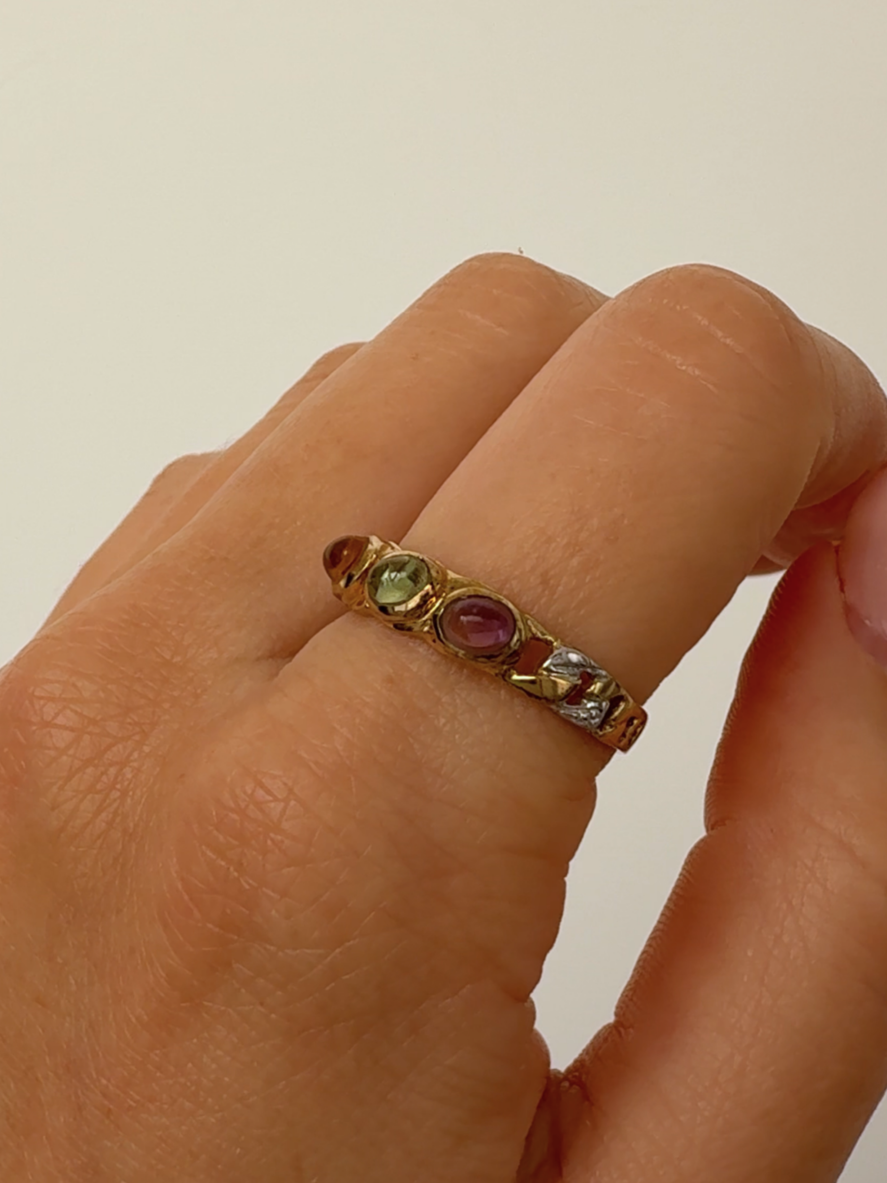 Gemstone Cabochon Ring Vintage Gold