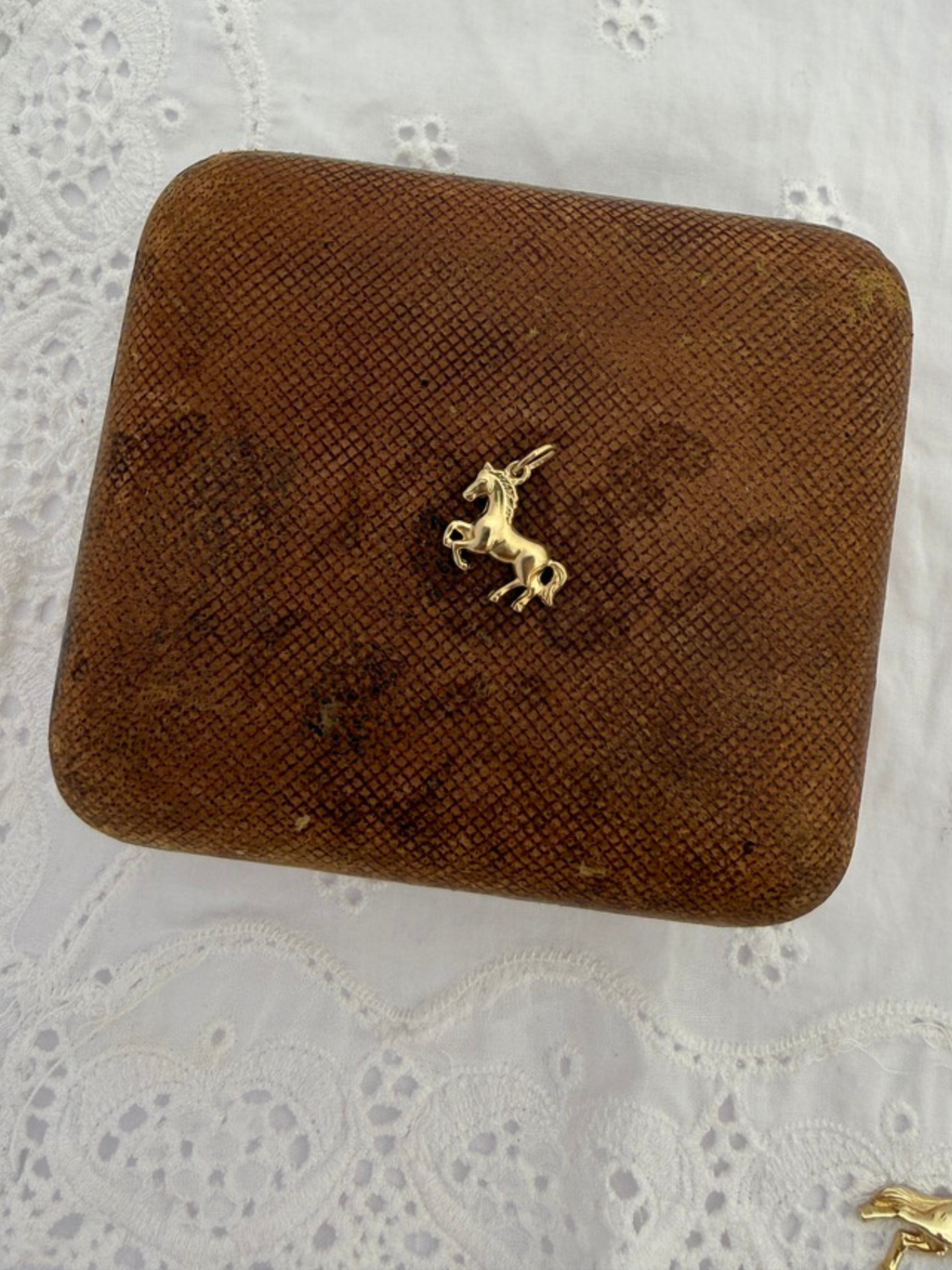 Mini Horse Charm Vintage Gold