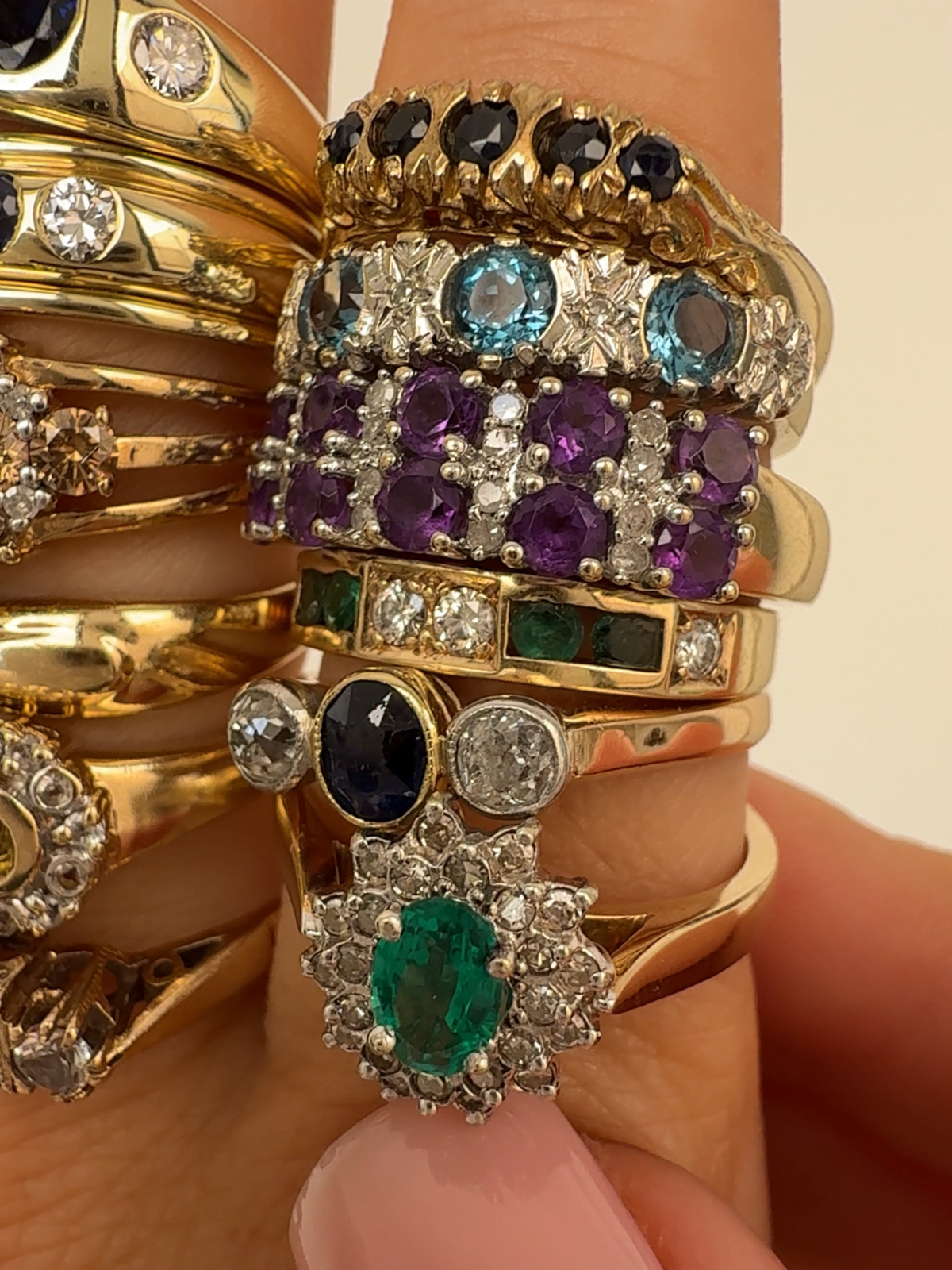 Double Row Amethyst Ring