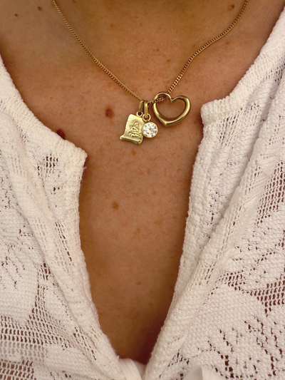 Small Heart Bead Charm Vintage Gold