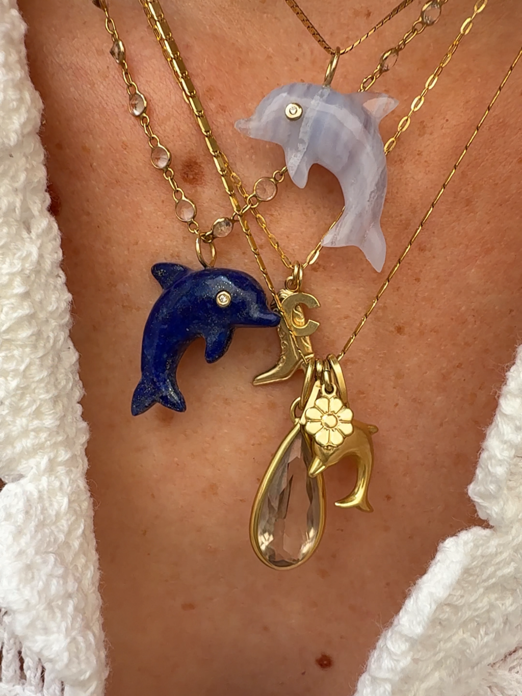 Dolphin Talisman Charm Lapis Lazuli