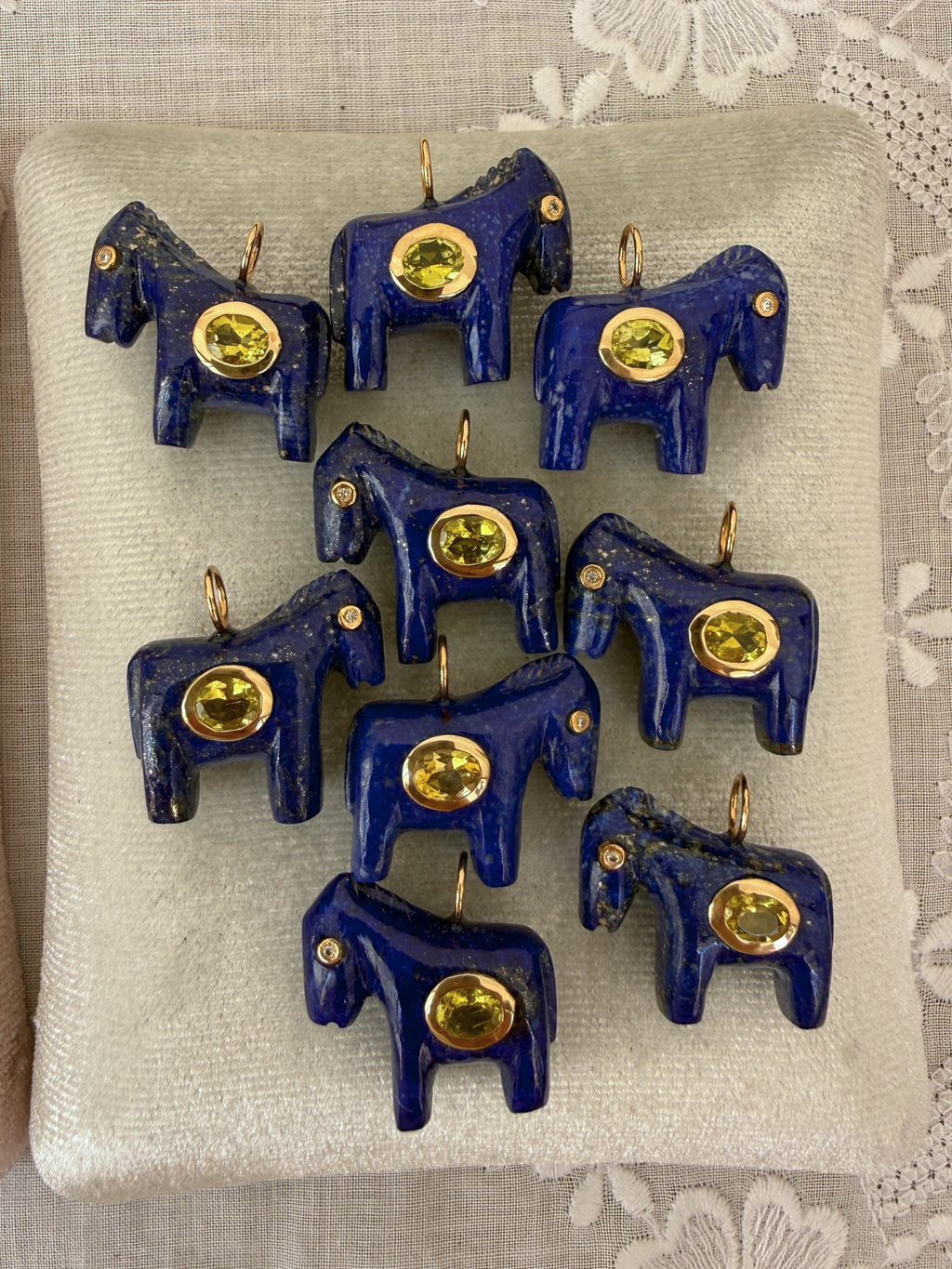 Horse Talisman Charm Lapis Yellow
