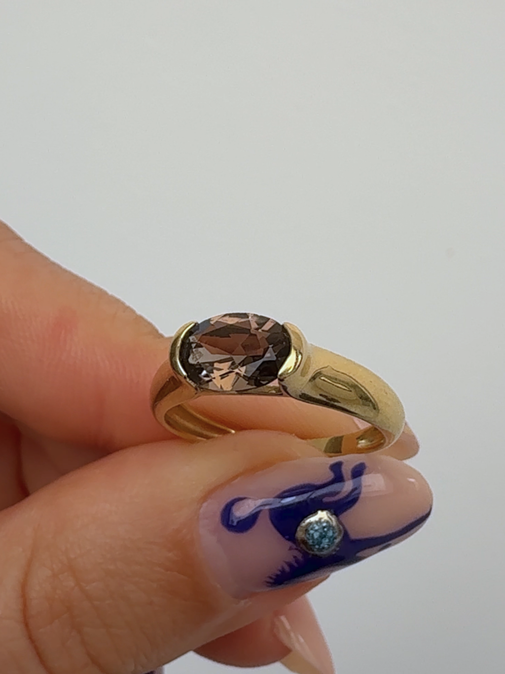 Smokey Quartz Ring 14k Vintage Gold