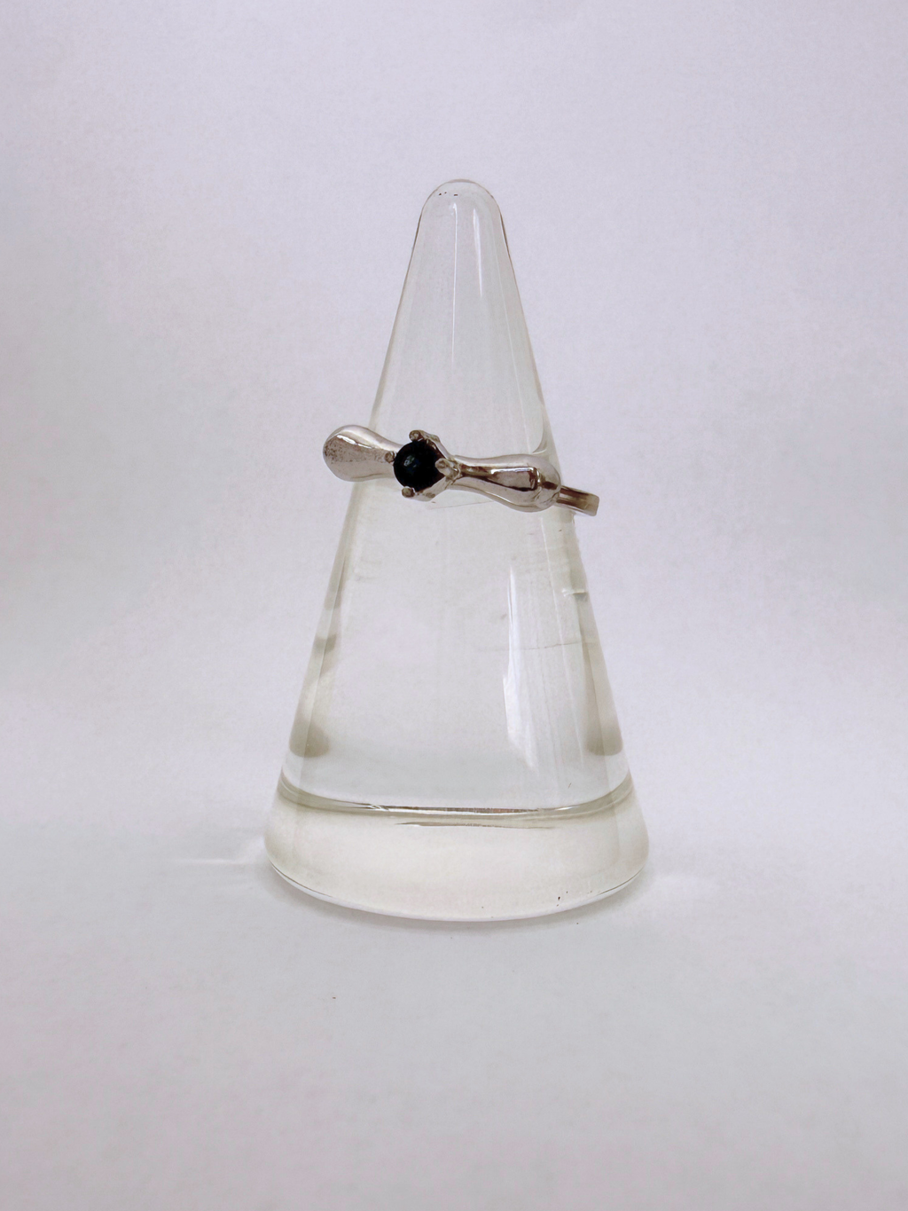 Sapphire Solitaire Ring Vintage Silver