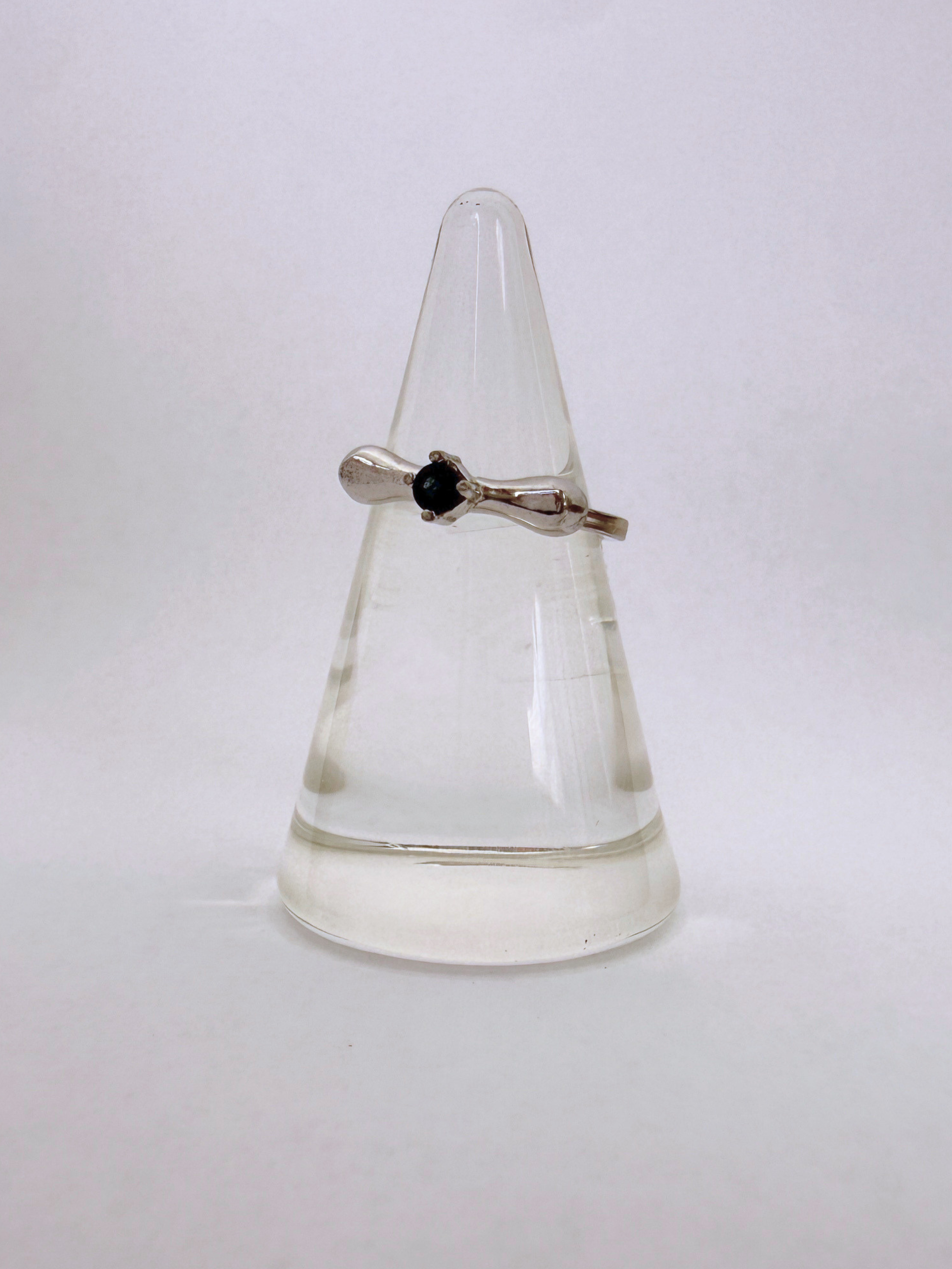 Sapphire Solitaire Ring Vintage Silver