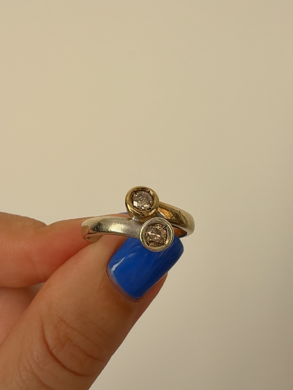 Champagne Diamond Toi et Moi Ring Vintage Gold