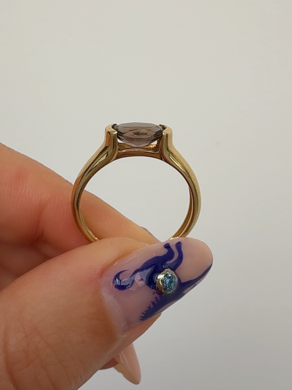 Smokey Quartz Ring 14k Vintage Gold