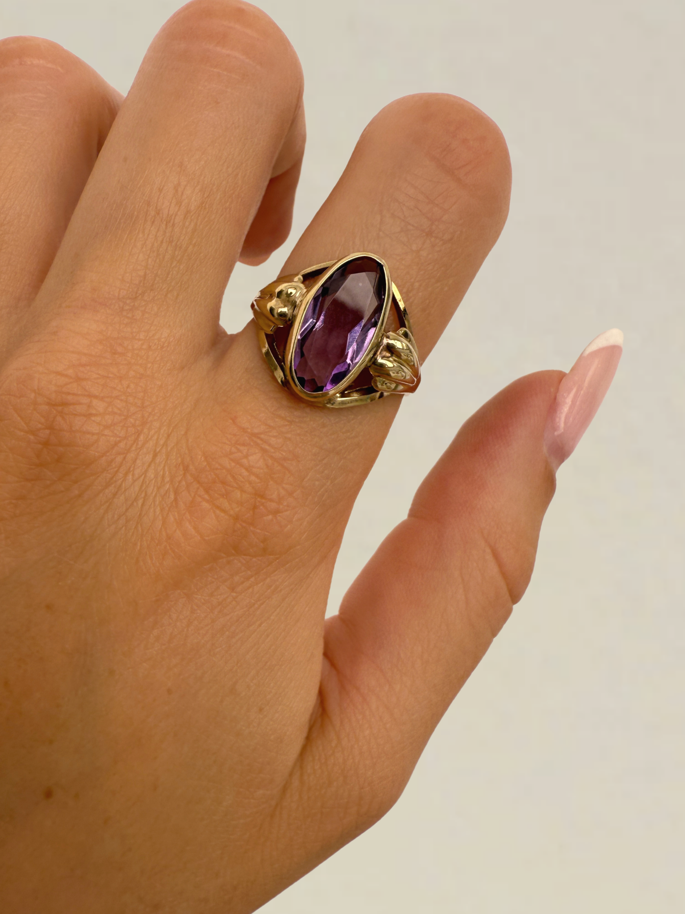 Oval Amethyste Ring Vintage Gold