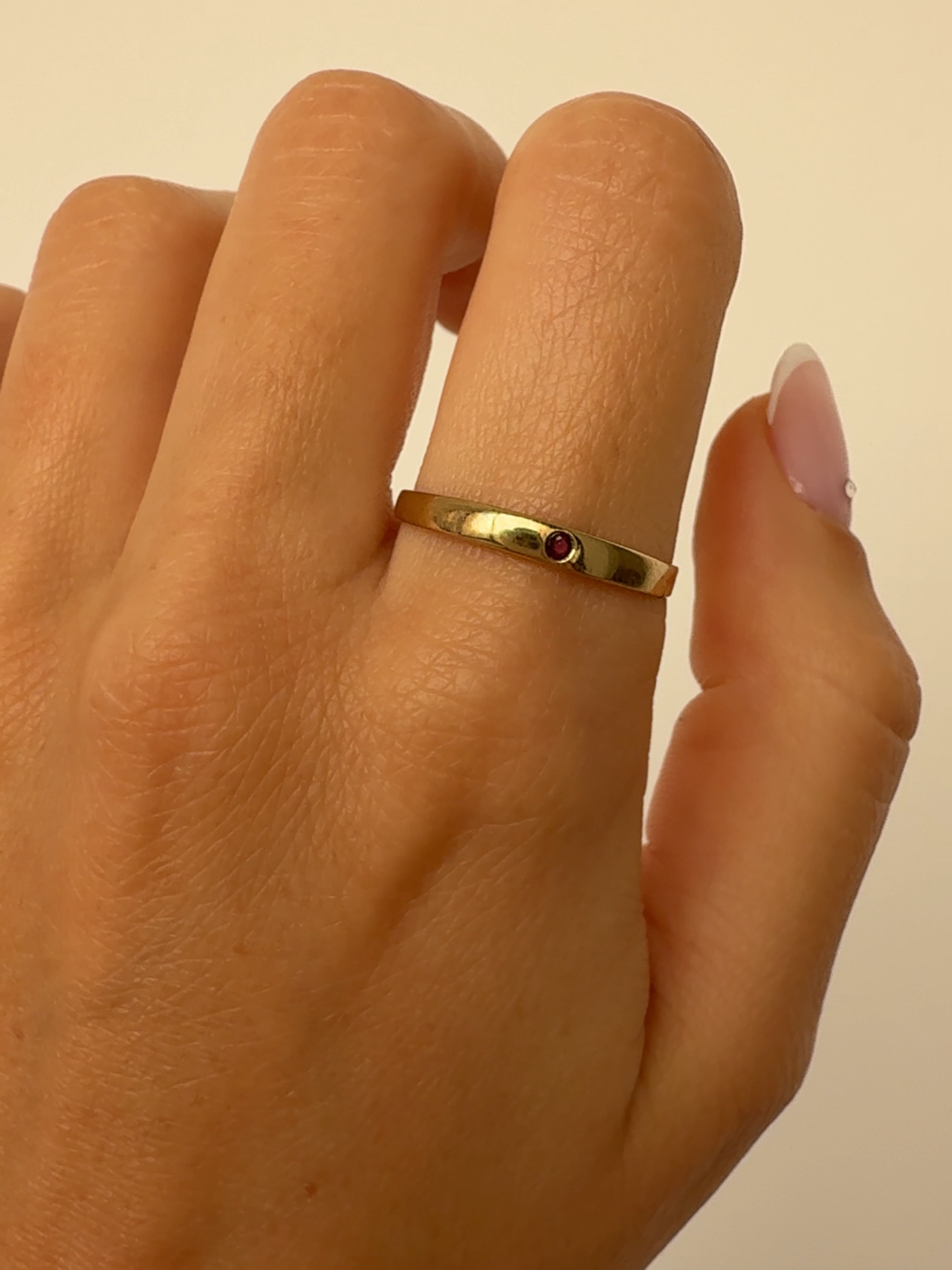 Ruby Dainty Band Vintage Gold