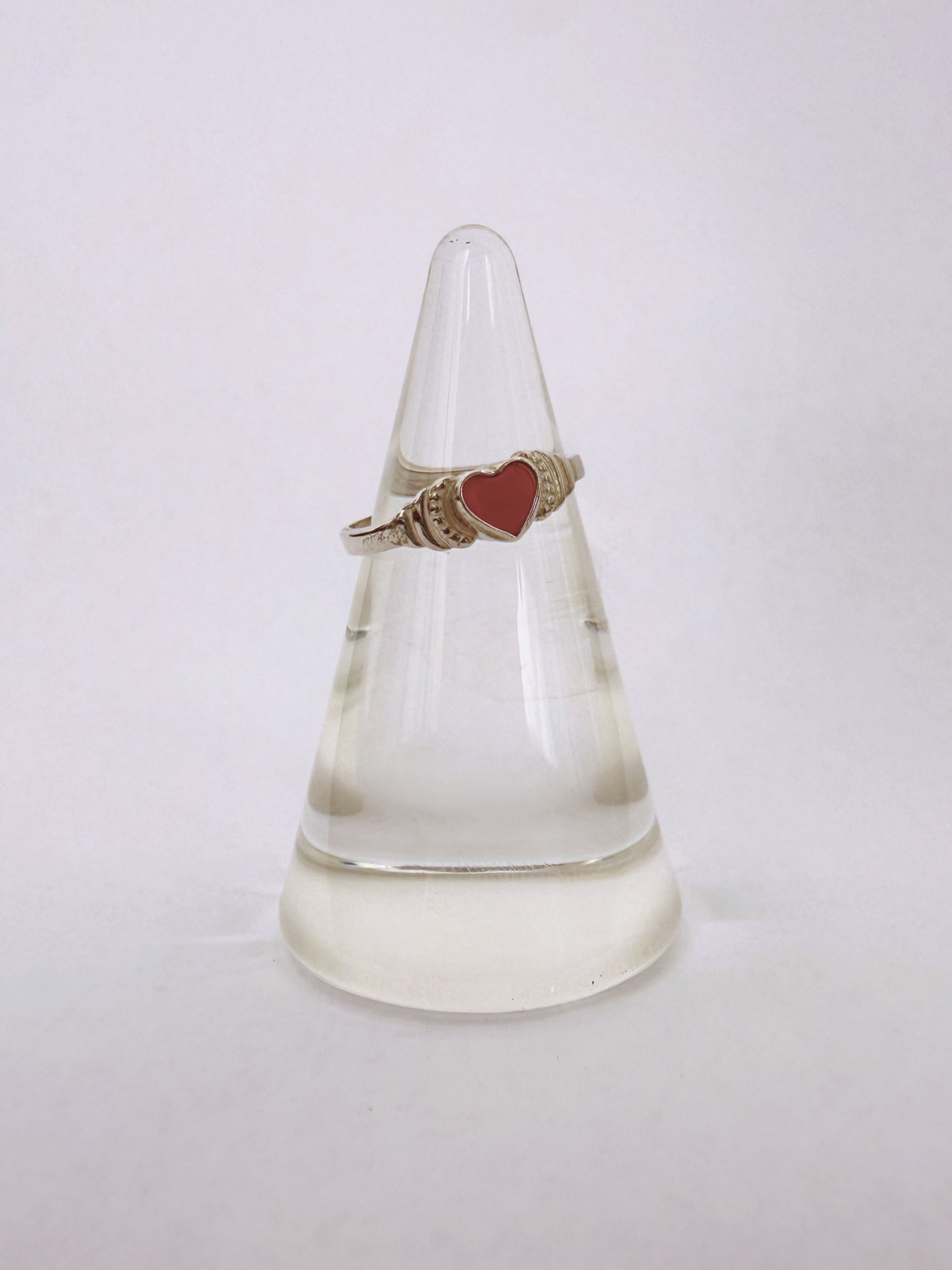 Coral Pinky Ring Vintage Silver