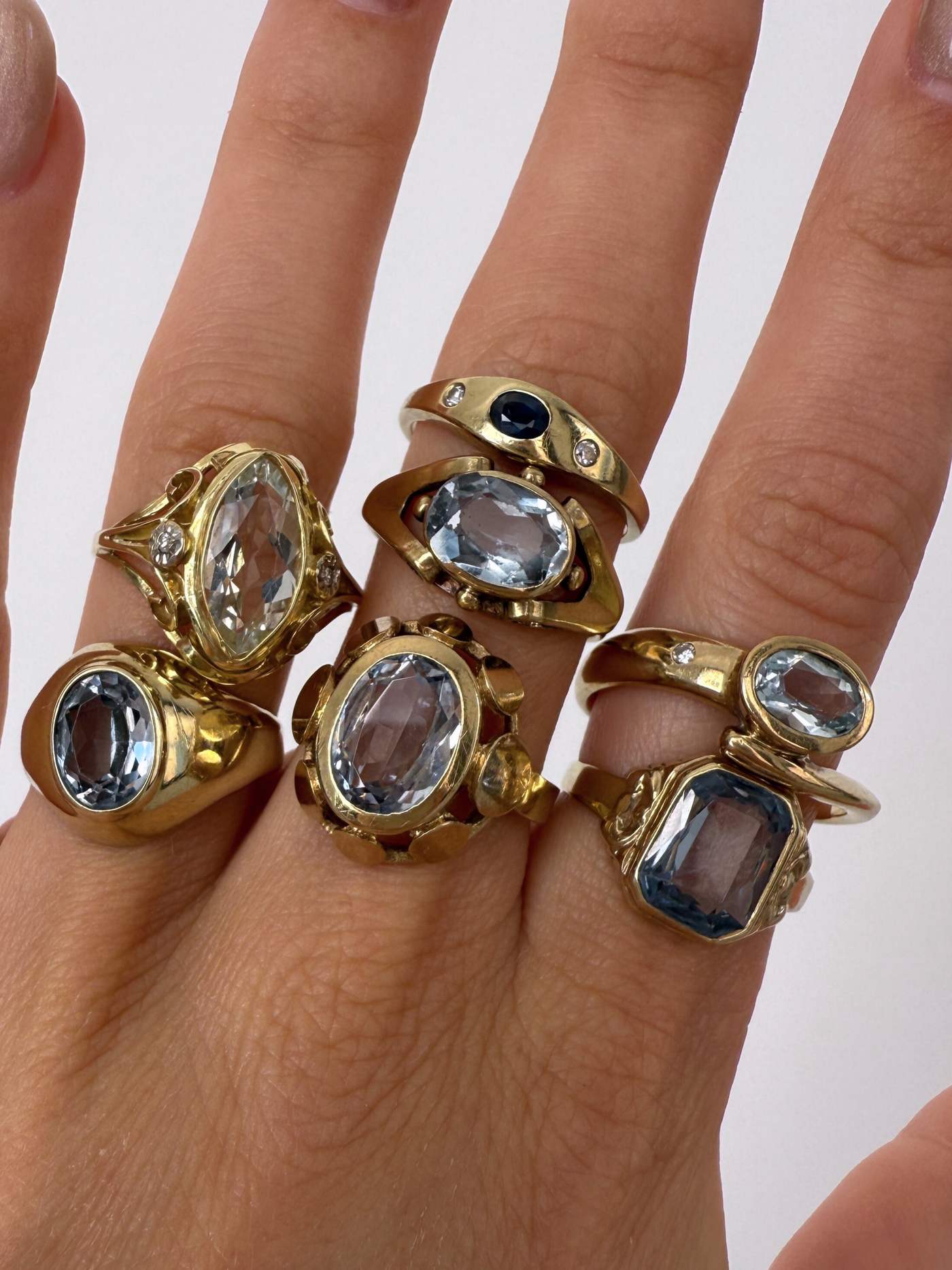 Marquise Aquamarine Vintage Gold Ring