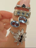 Blue Two Stone Ring Vintage Silver