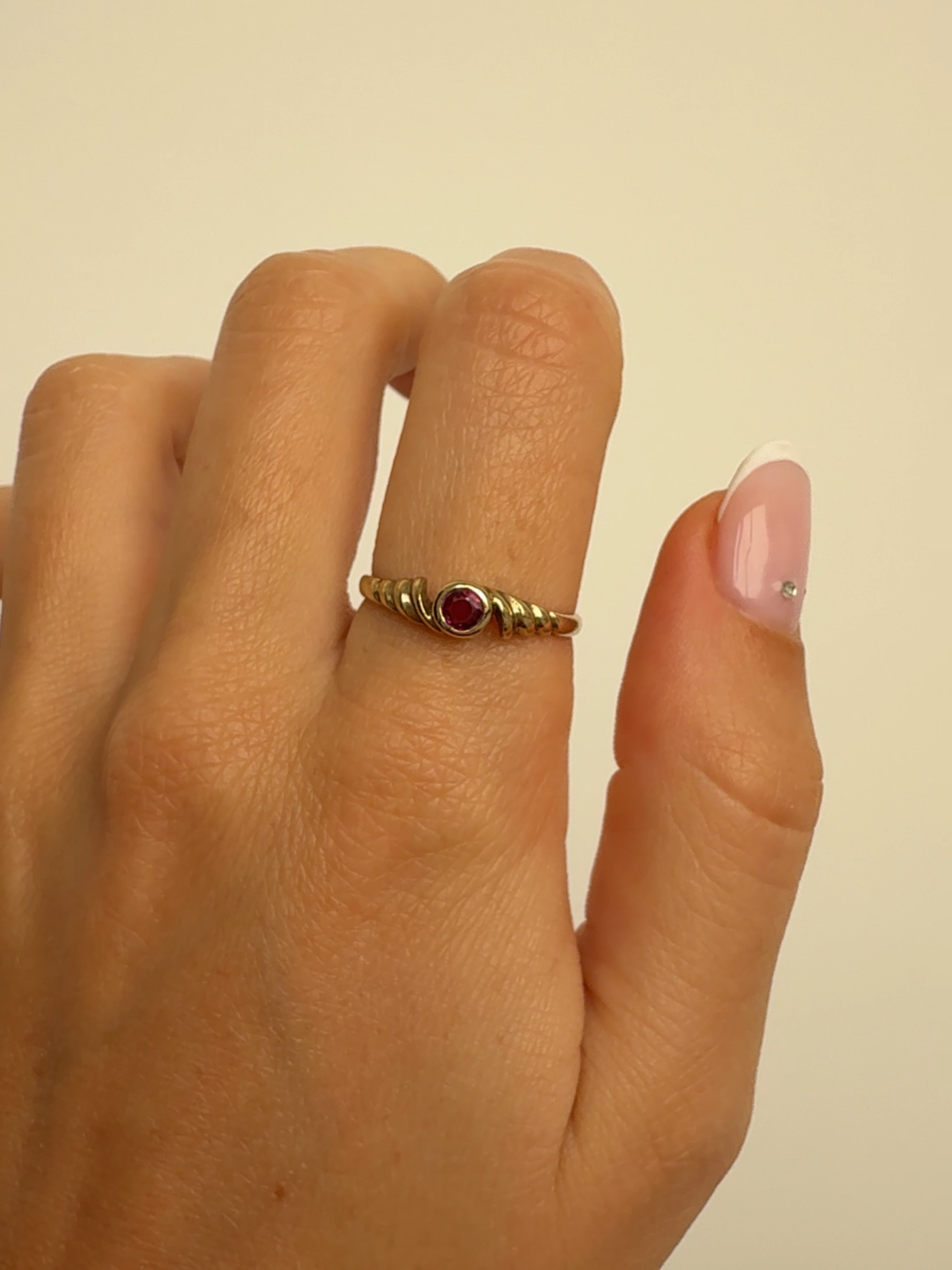 Ruby Croissant Ring Vintage Gold