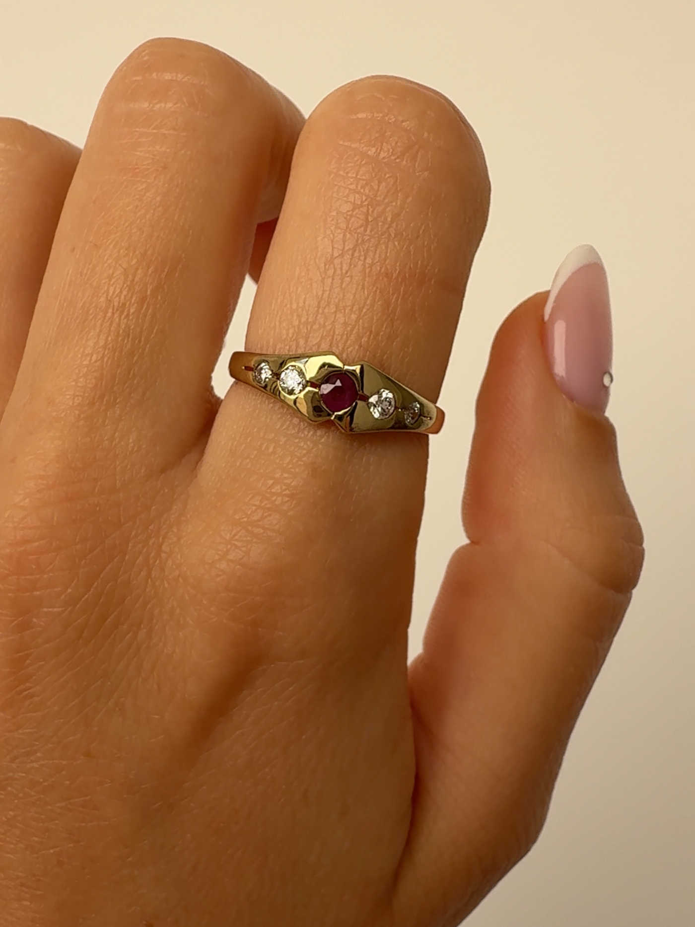 Ruby Crown Ring Vintage Gold