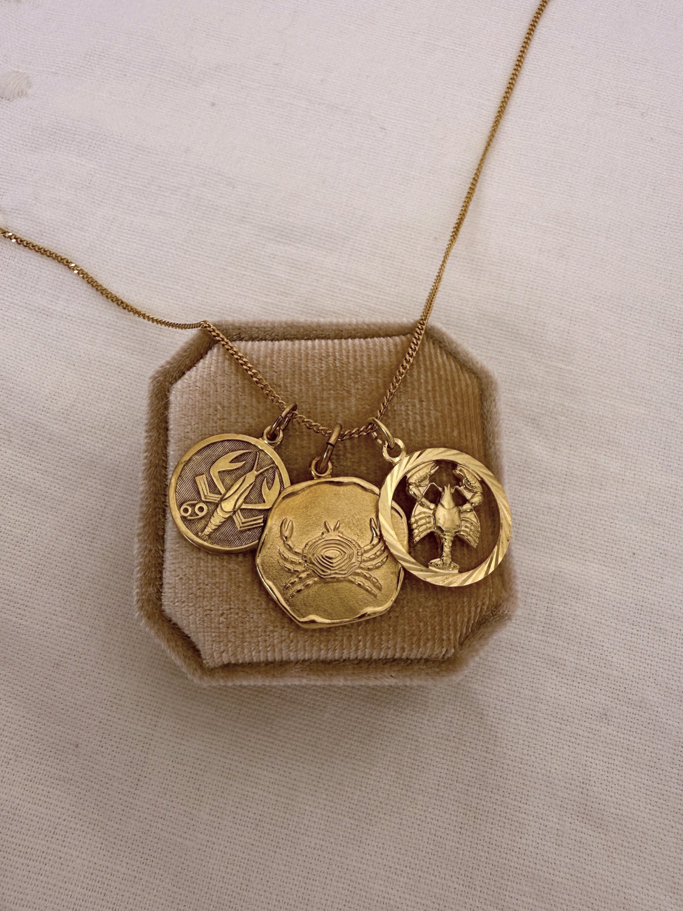 Zodiac Charm Cancer Vintage Gold