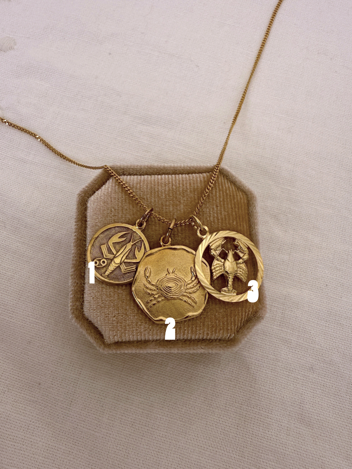 Zodiac Charm Cancer Vintage Gold