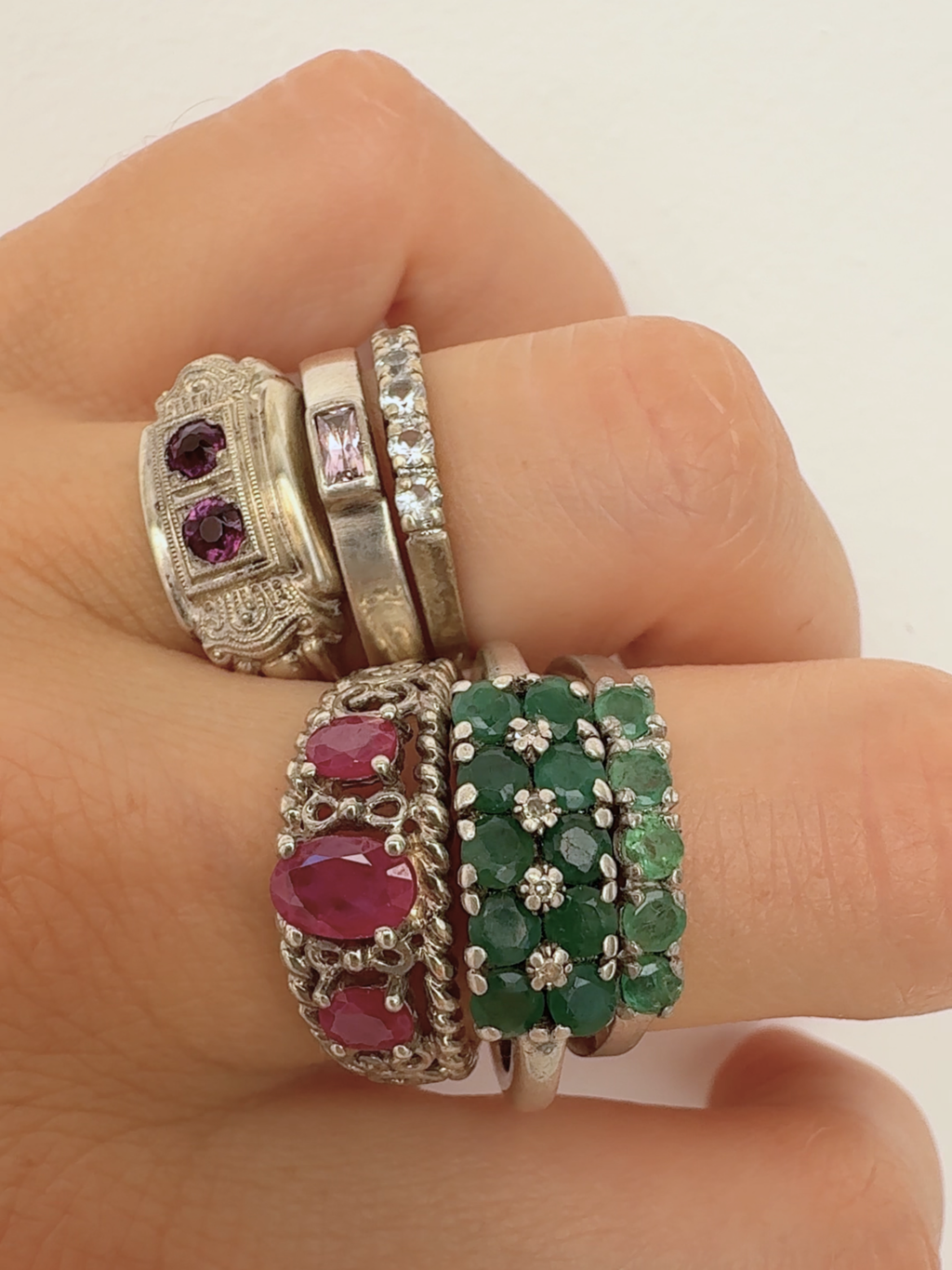 Emerald Band Vintage Silver