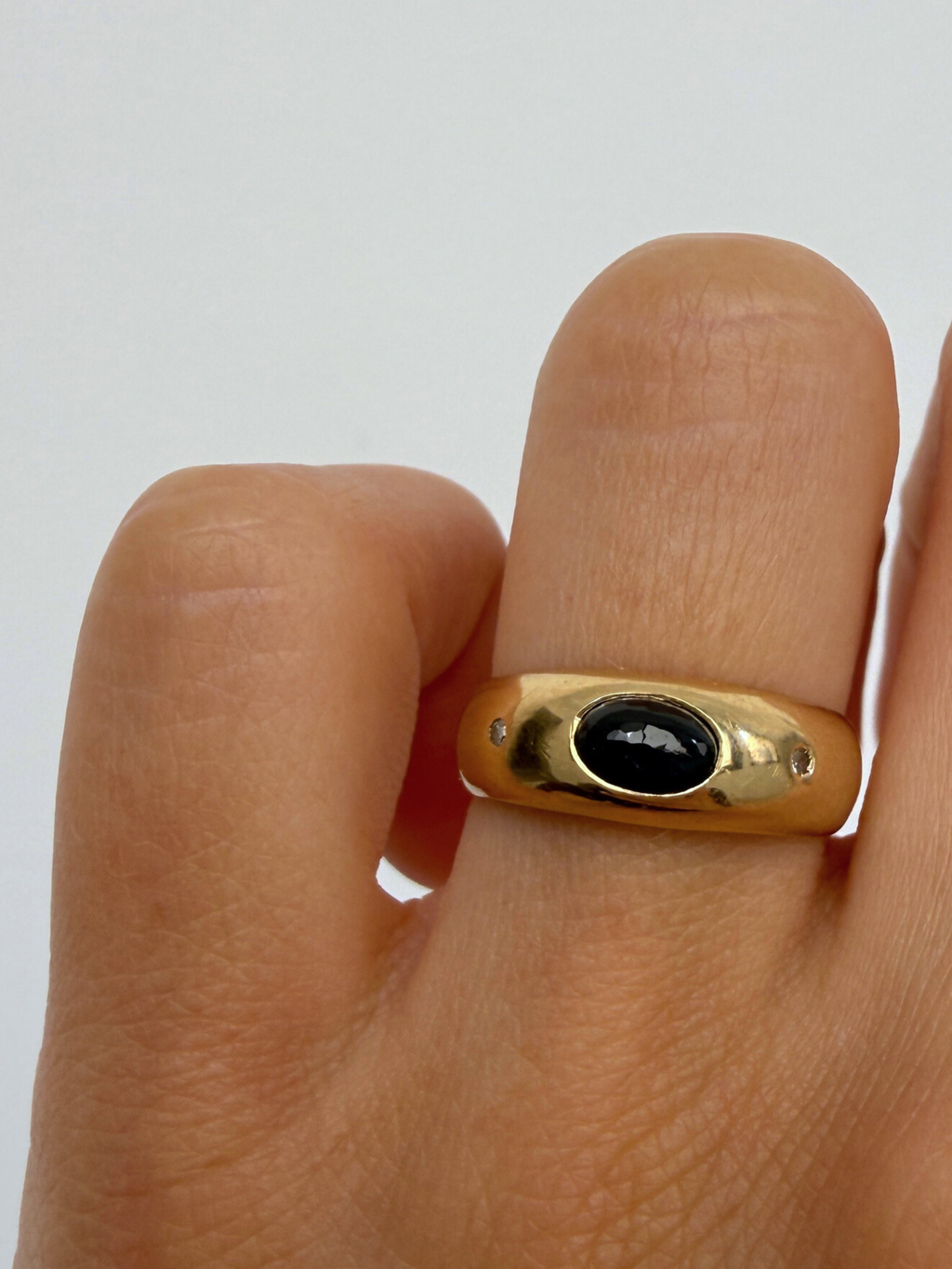 Sapphire Diamond Gypsy Ring 14k Vintage Gold