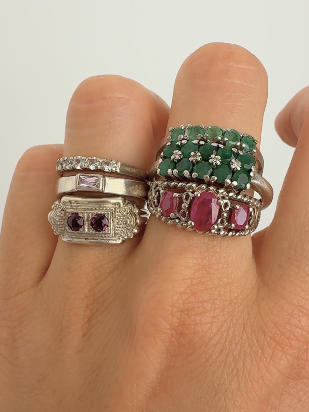 Emerald Band Vintage Silver