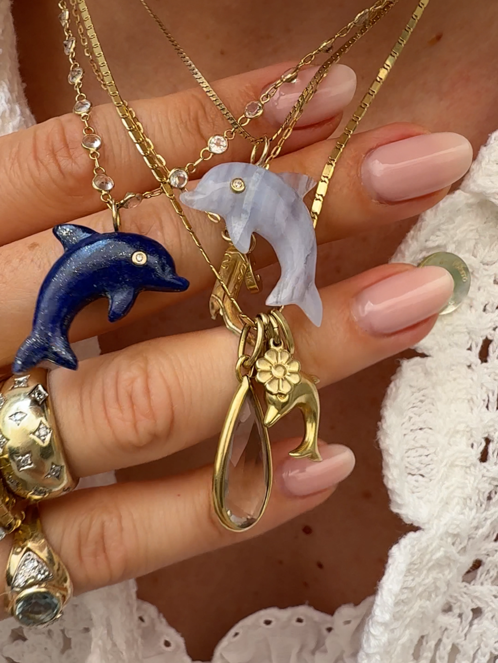Dolphin Talisman Charm Lapis Lazuli