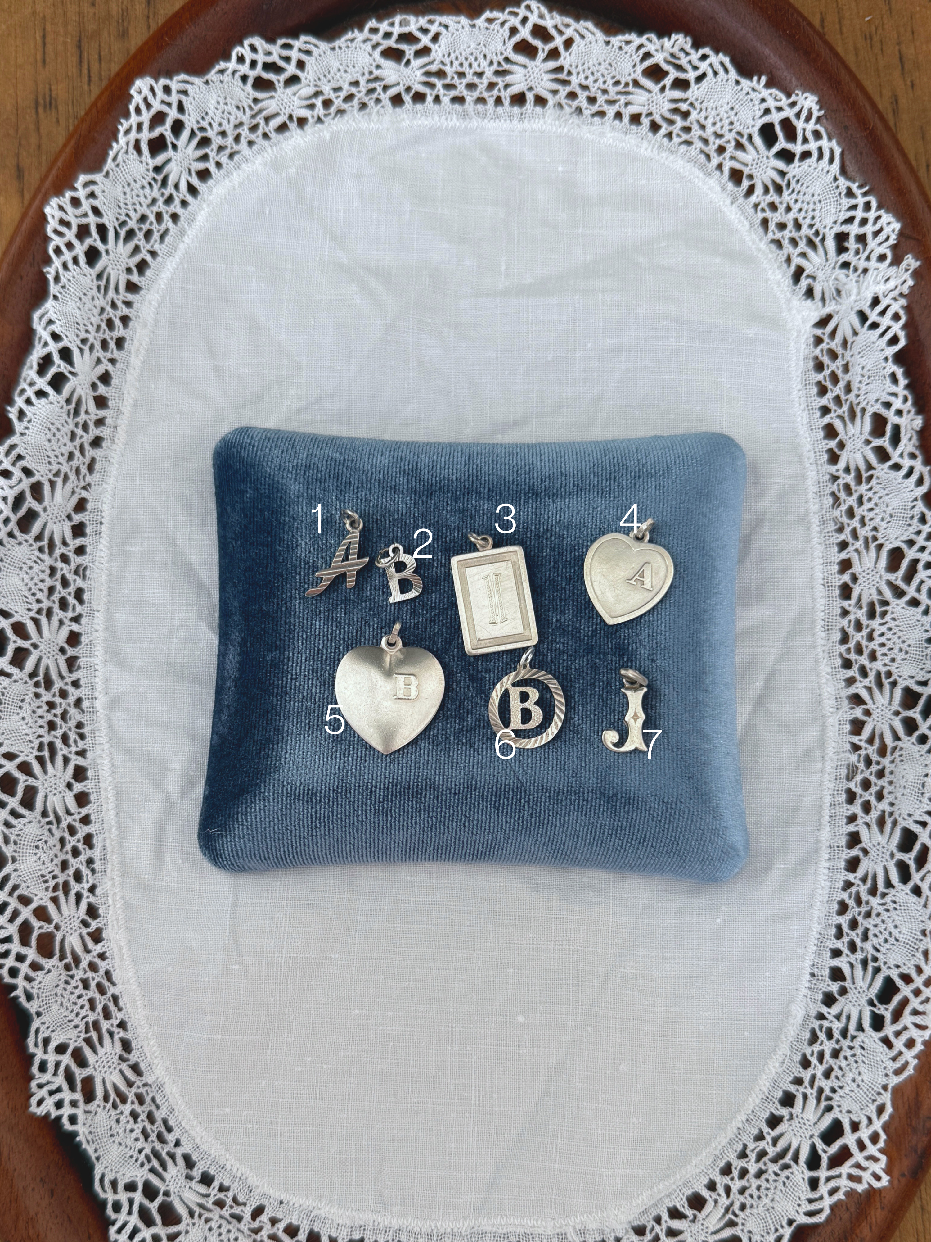 Initial Charms Vintage Silver