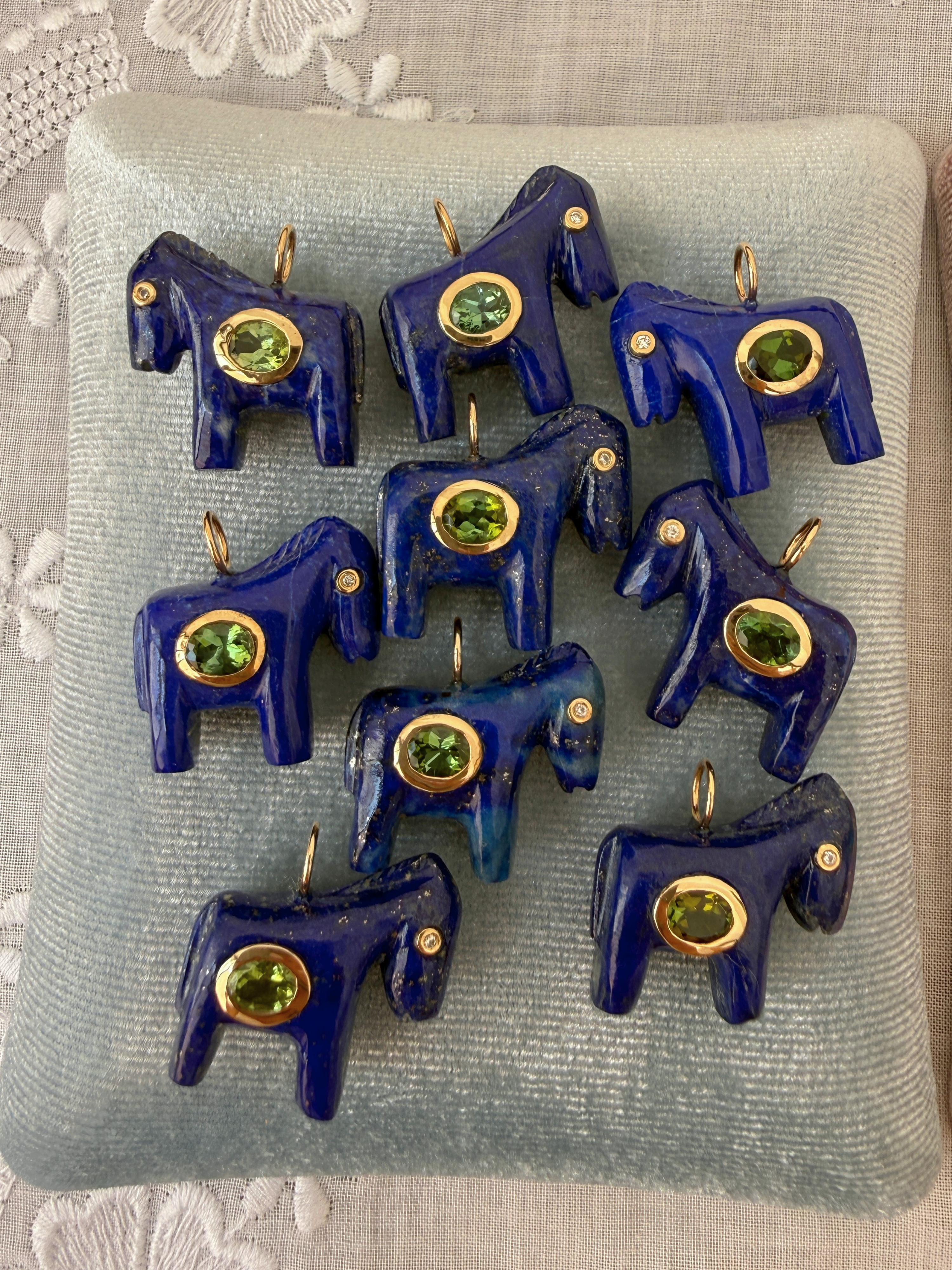 Horse Talisman Charm Lapis Green